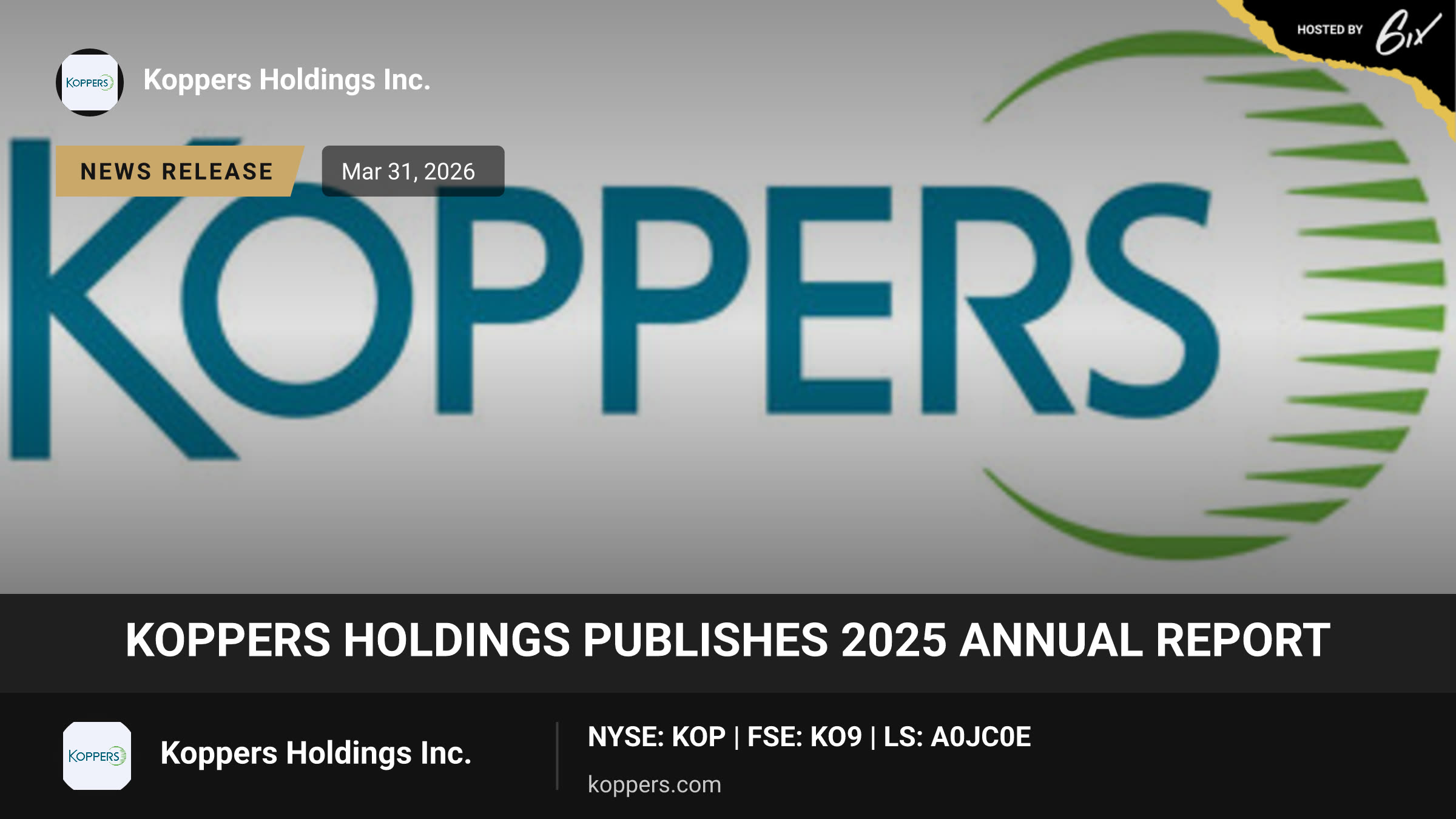 Koppers Holdings Publishes 2025 Annual Report