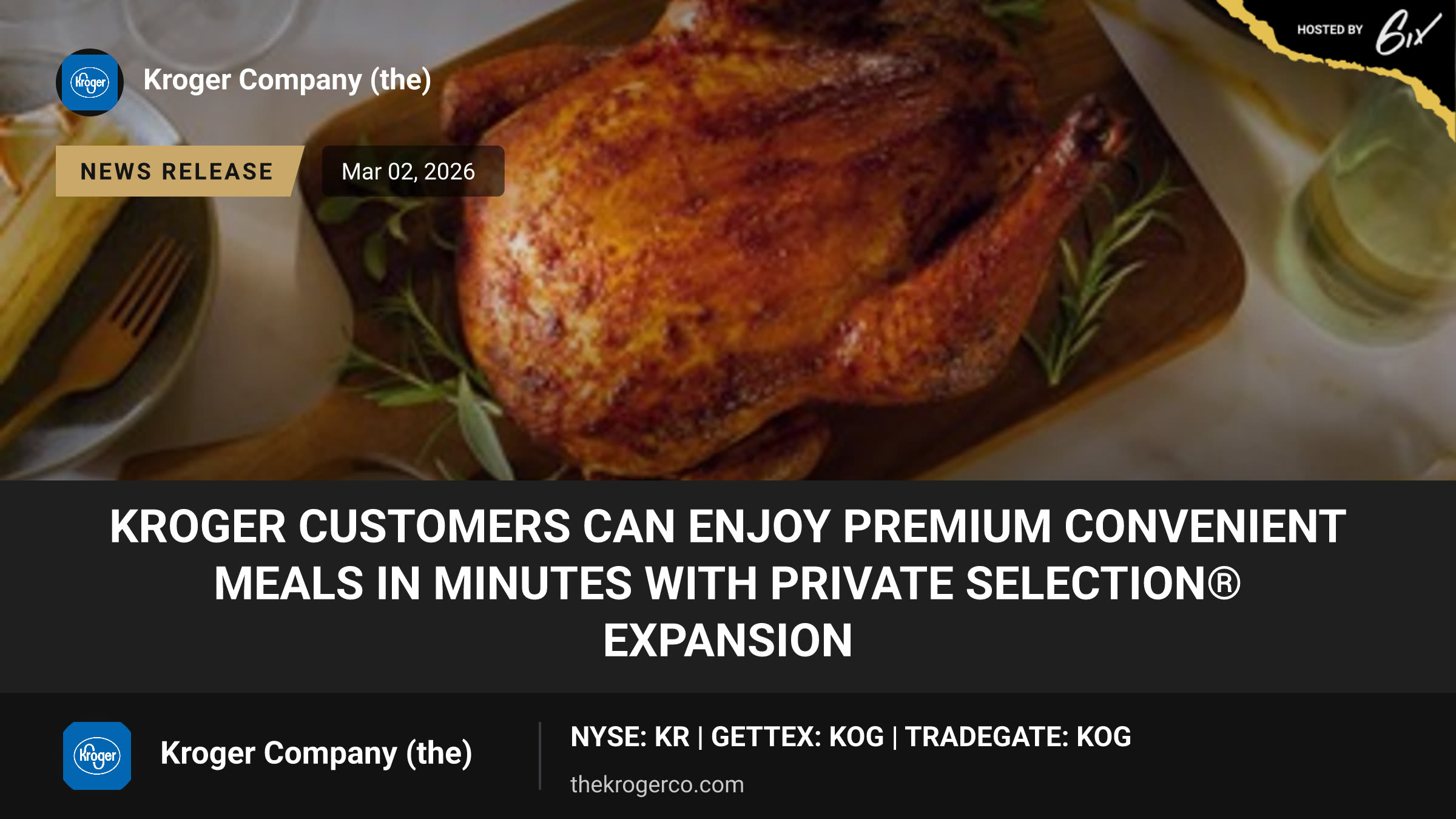 Kroger Customers Can Enjoy Premium Convenient Meals in Minutes with Private Selection® Expansion