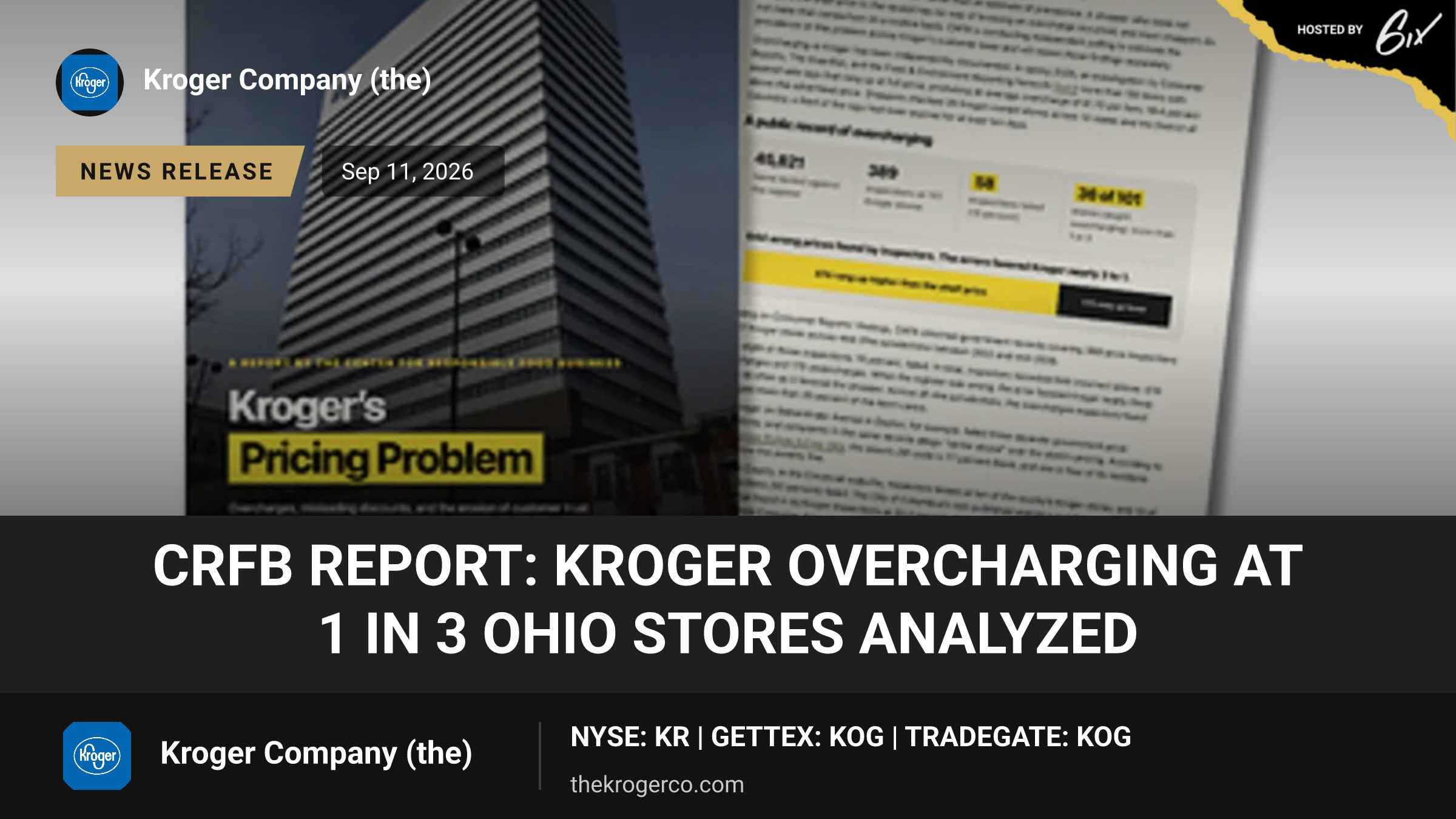 CRFB Report: Kroger Overcharging at 1 in 3 Ohio Stores Analyzed