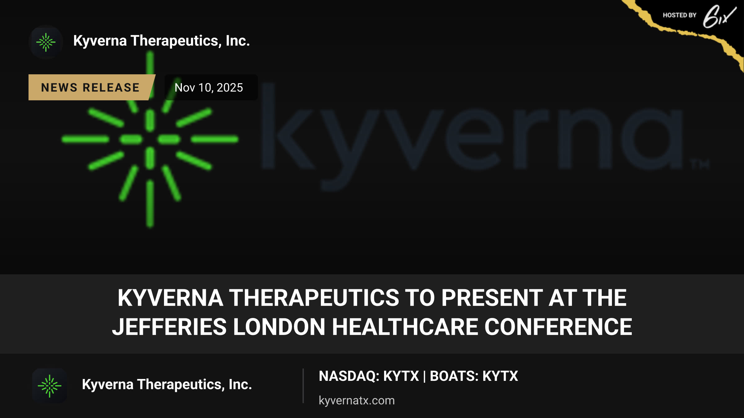 Kyverna Therapeutics to Present at the Jefferies London Healthcare Conference