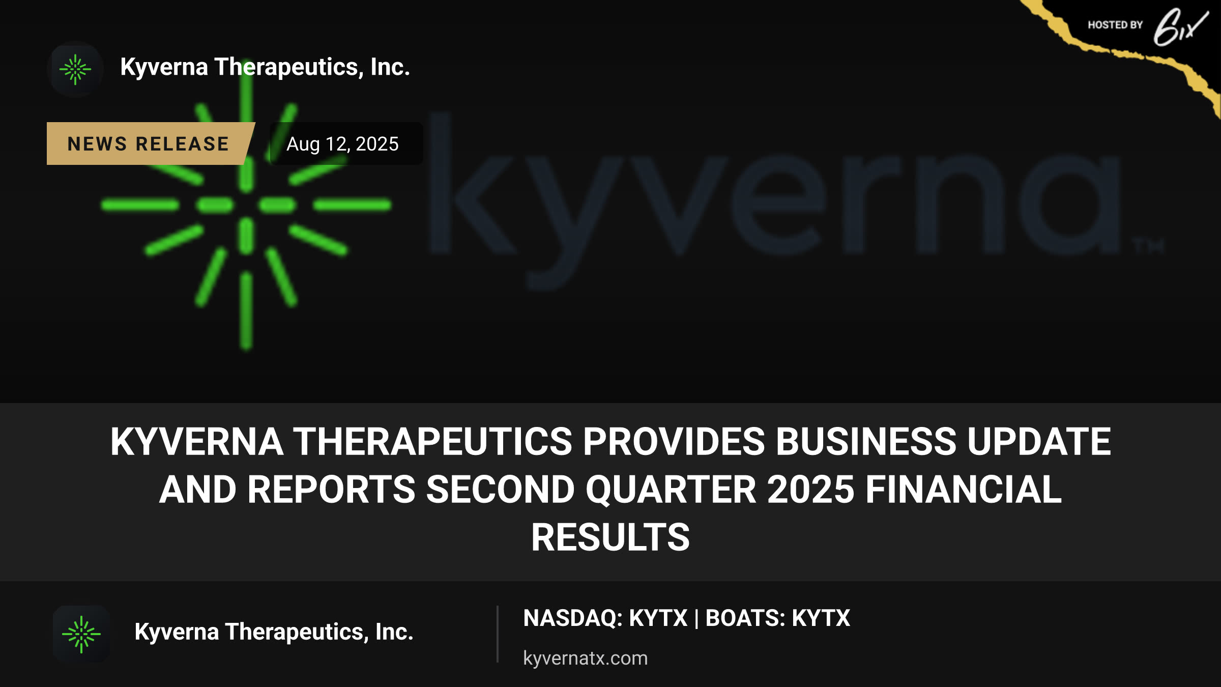 Kyverna Therapeutics Provides Business Update and Reports Second Quarter 2025 Financial Results
