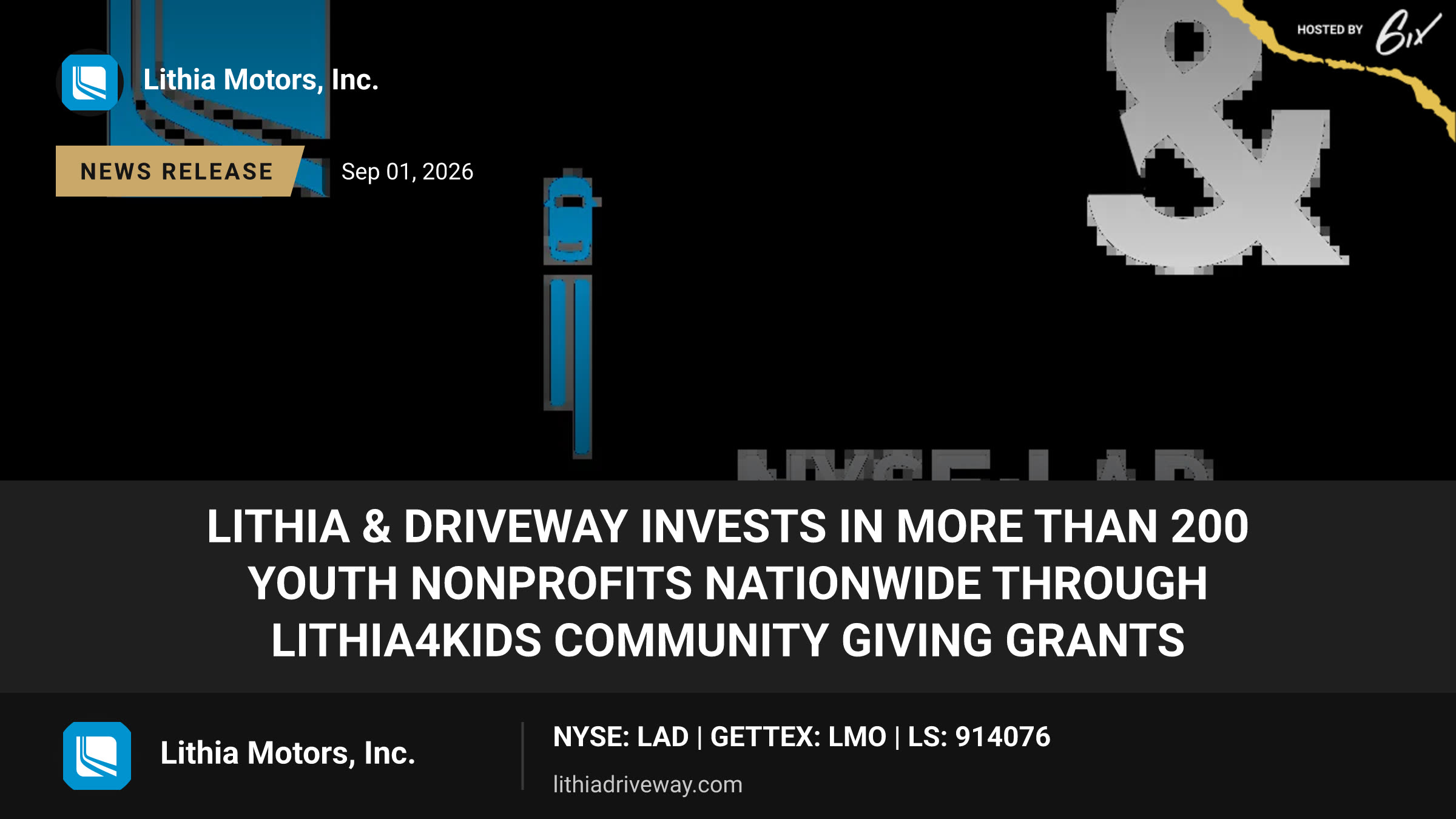 Lithia & Driveway Invests in More than 200 Youth Nonprofits Nationwide through Lithia4Kids Community Giving Grants