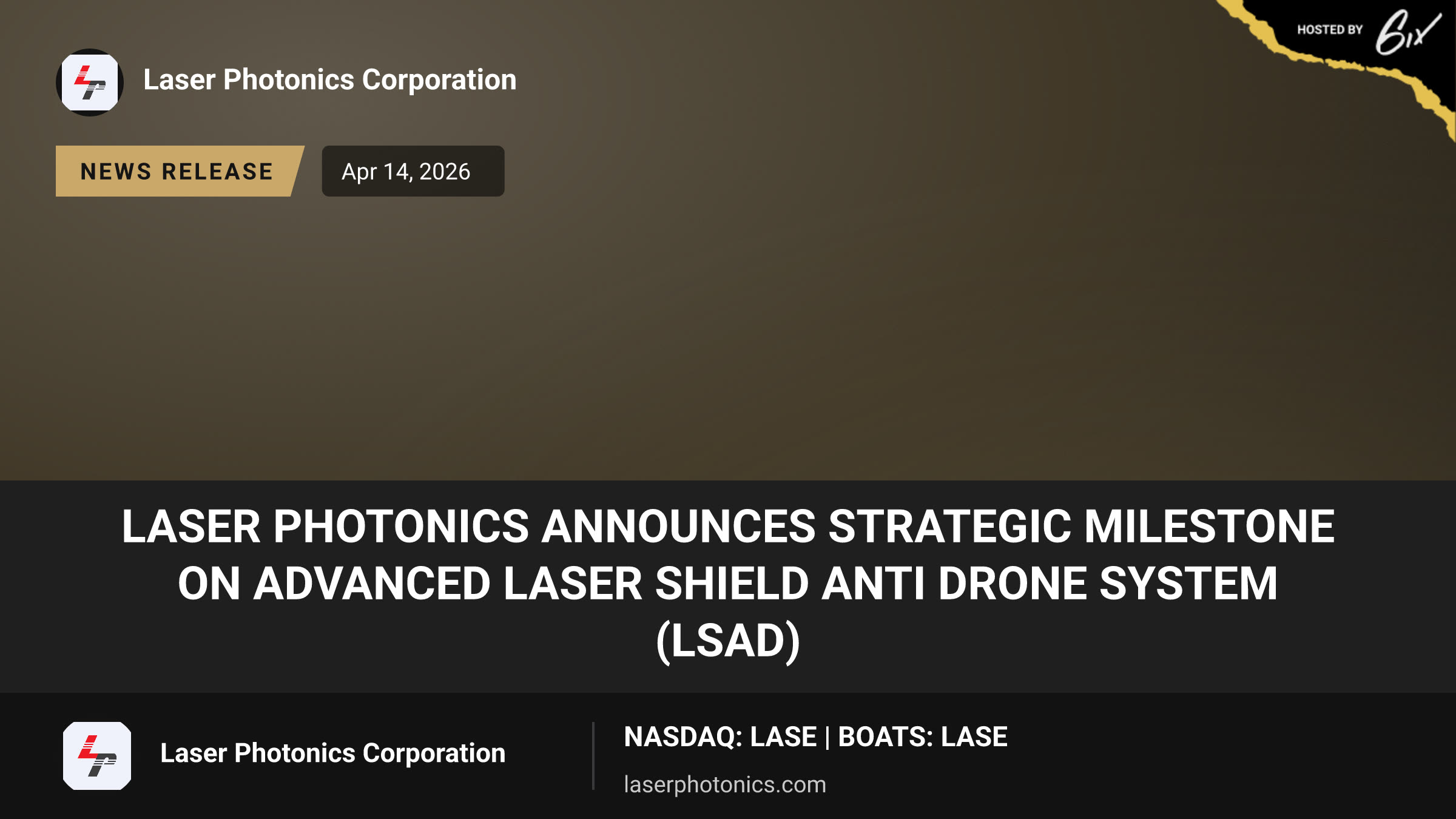 Laser Photonics Announces Strategic Milestone on Advanced Laser Shield Anti Drone System (LSAD)