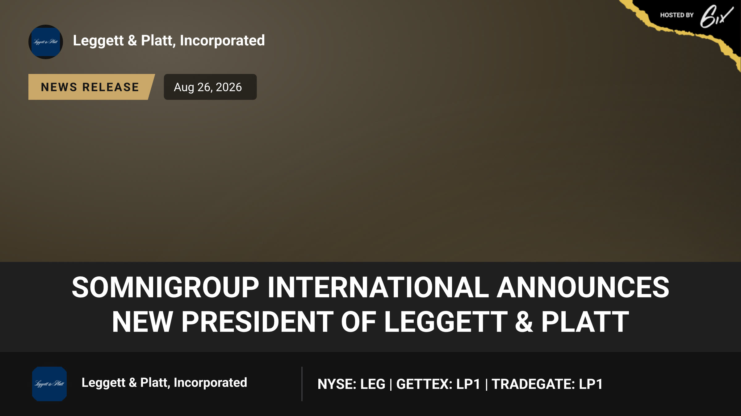 Somnigroup International Announces New President of Leggett & Platt