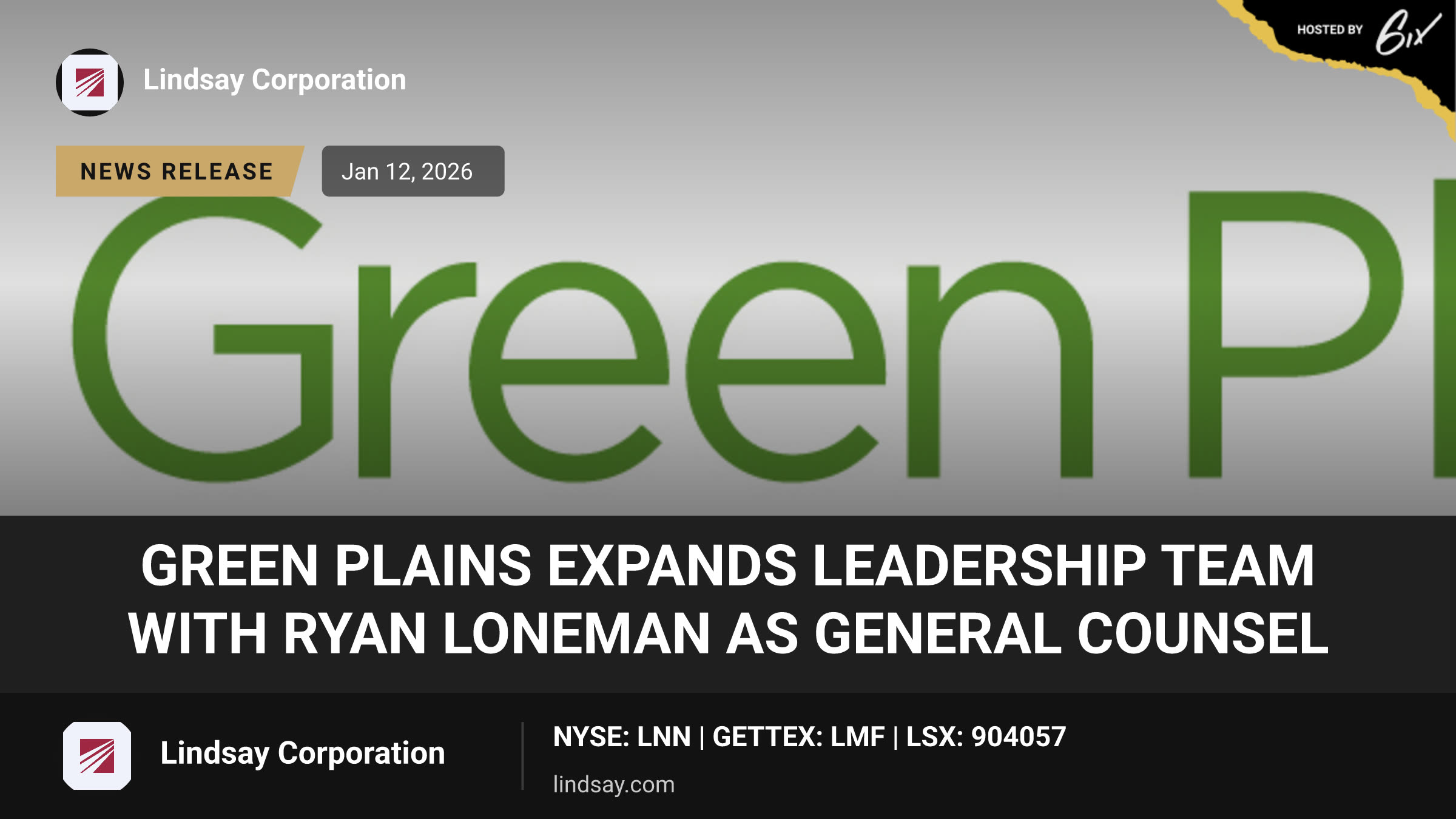 Green Plains Expands Leadership Team with Ryan Loneman as General Counsel