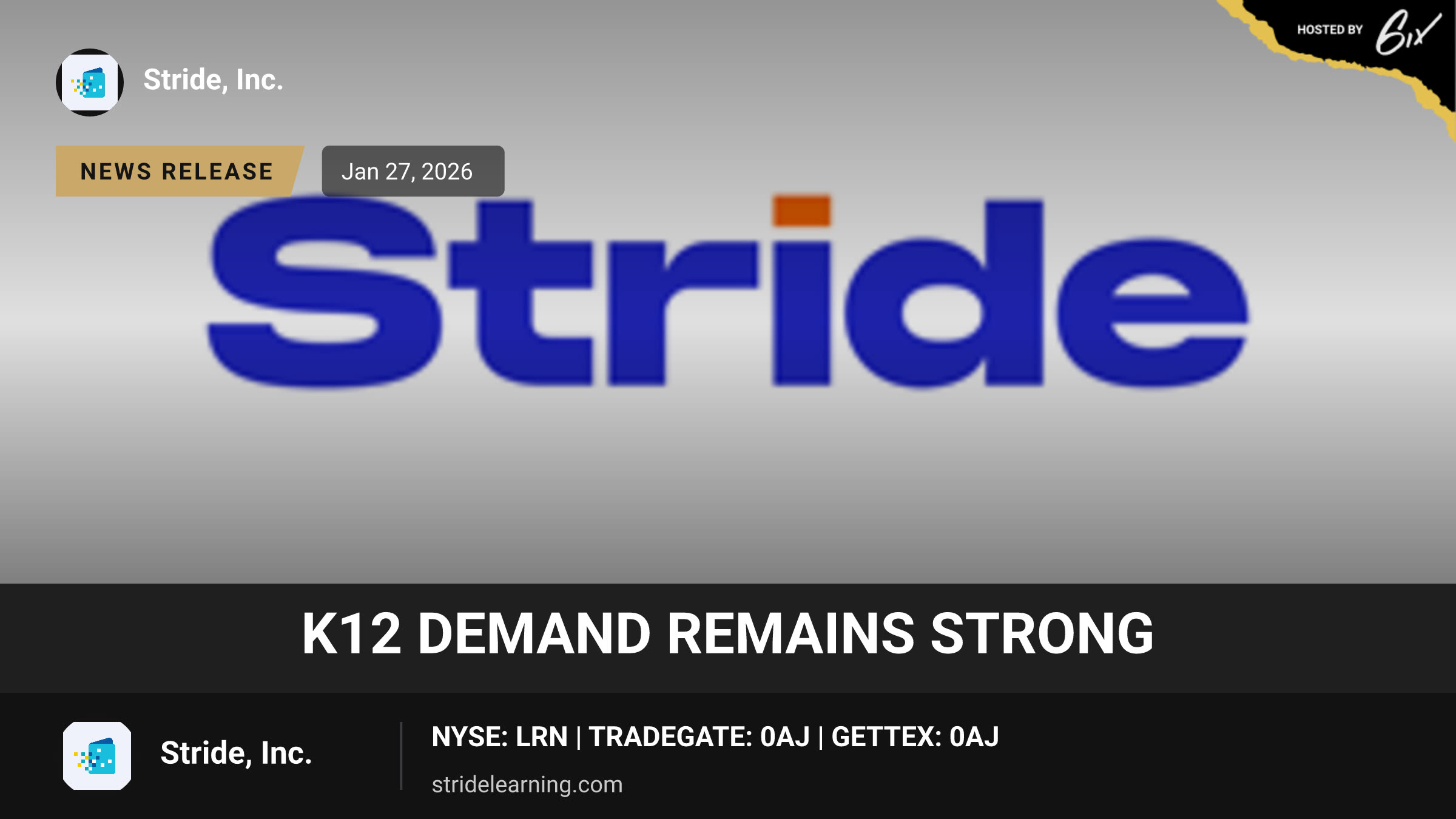 K12 Demand Remains Strong