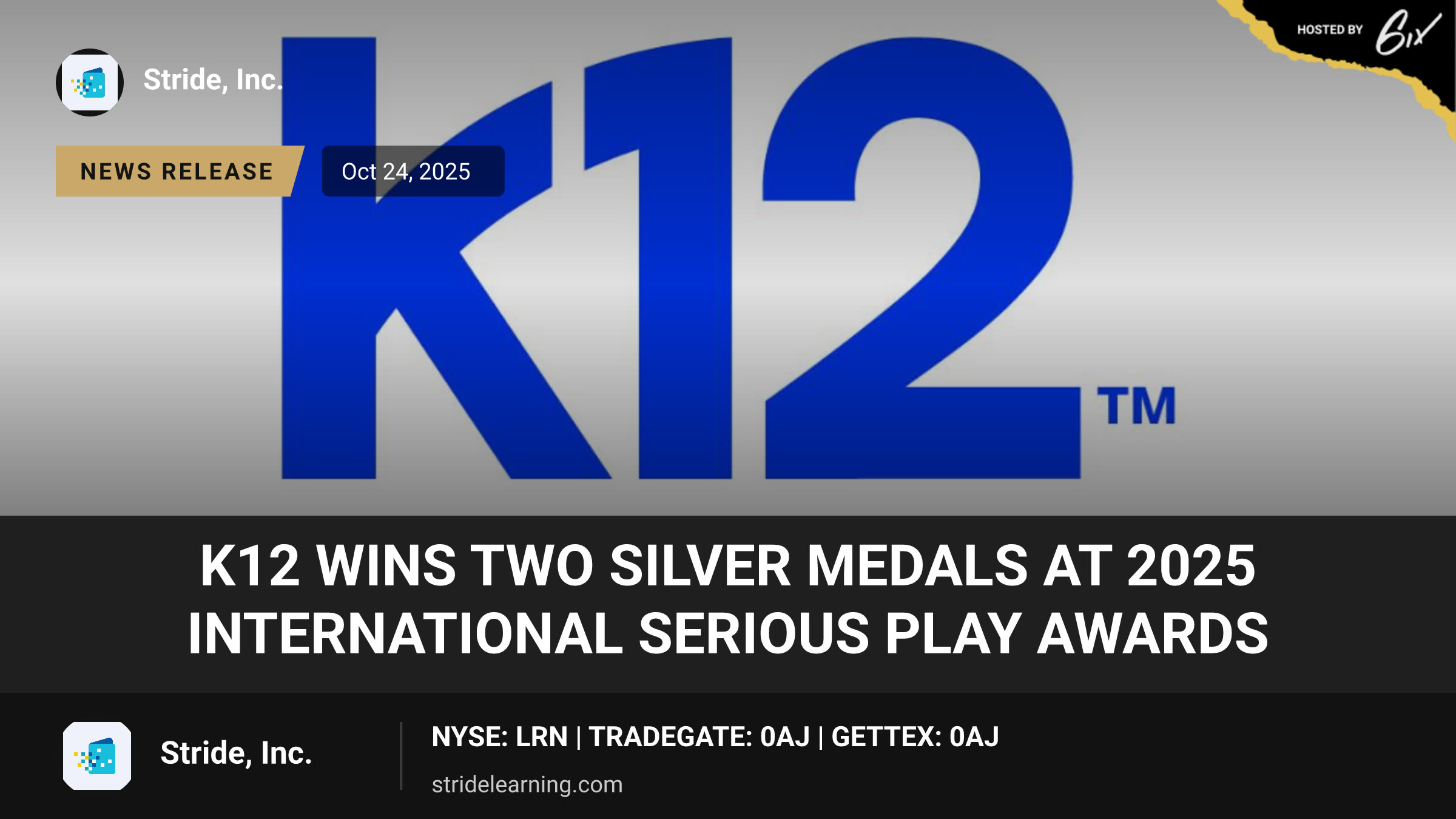 K12 Wins Two Silver Medals at 2025 International Serious Play Awards