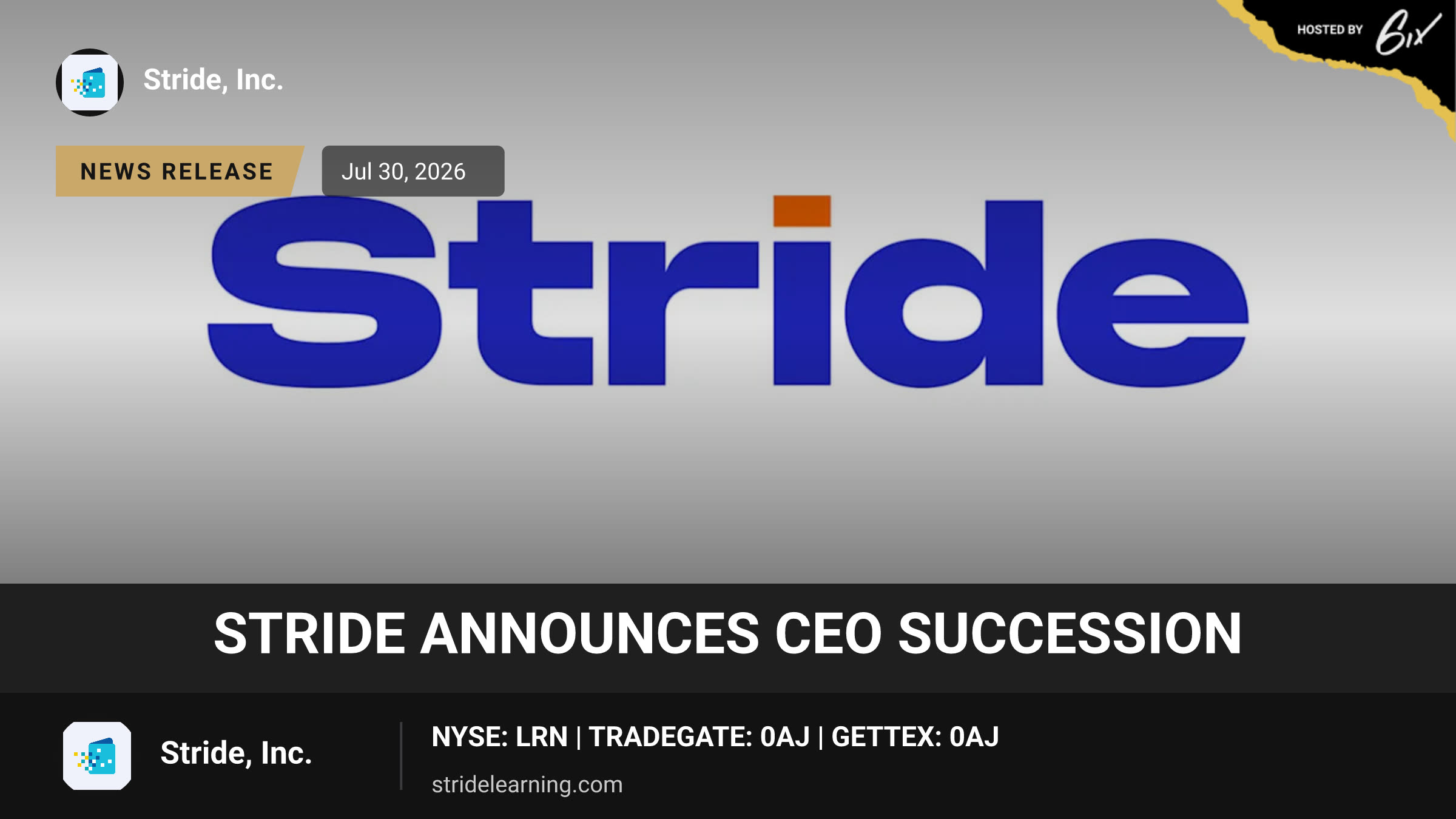Stride Announces CEO Succession