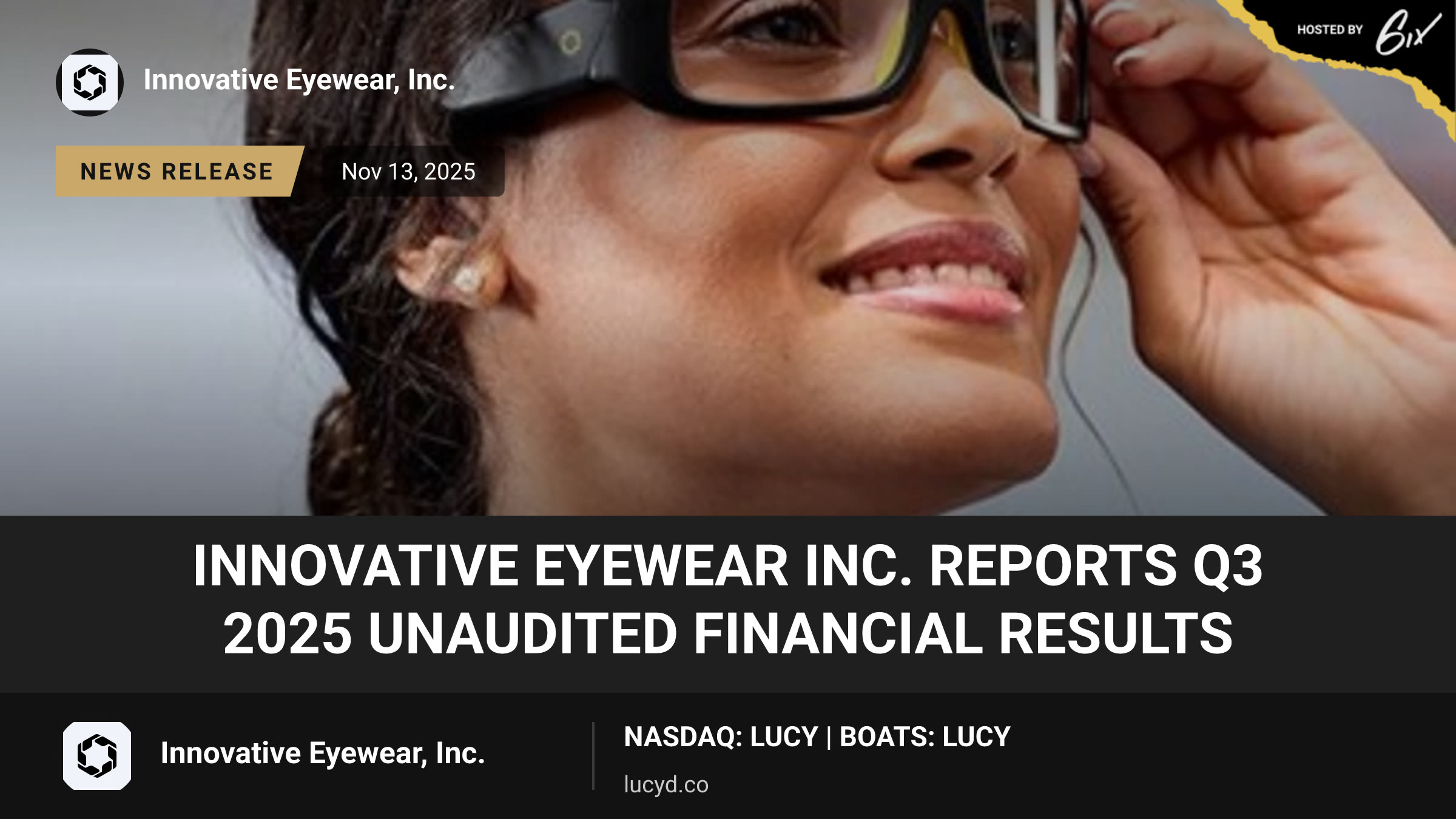 Innovative Eyewear Inc. Reports Q3 2025 Unaudited Financial Results