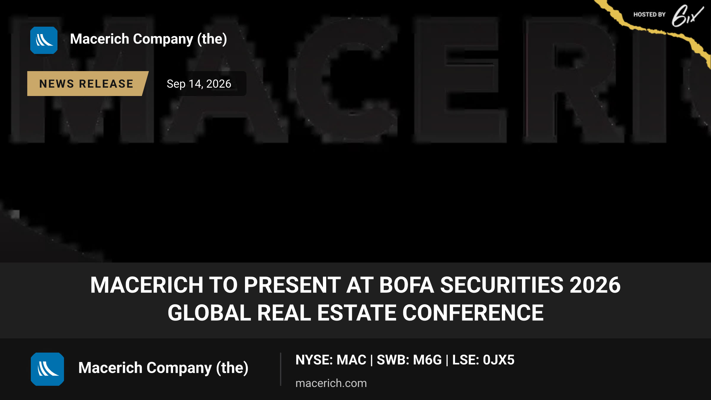 Macerich To Present at BofA Securities 2026 Global Real Estate Conference