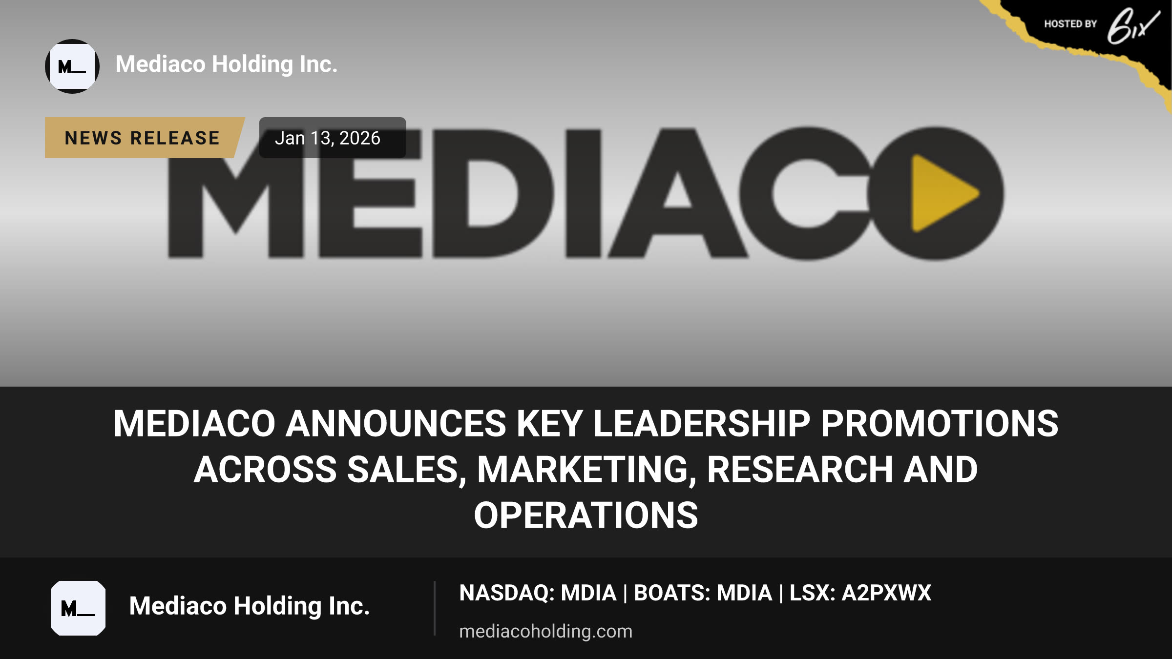 MediaCo Announces Key Leadership Promotions Across Sales, Marketing, Research and Operations