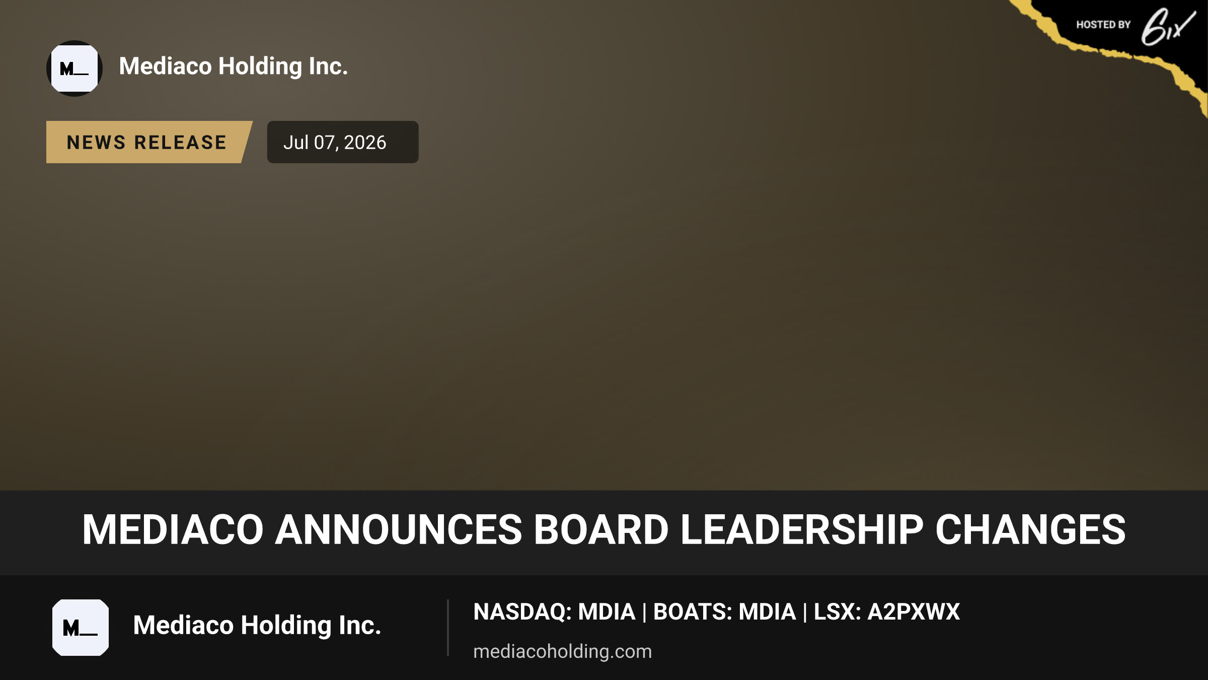 MediaCo Announces Board Leadership Changes