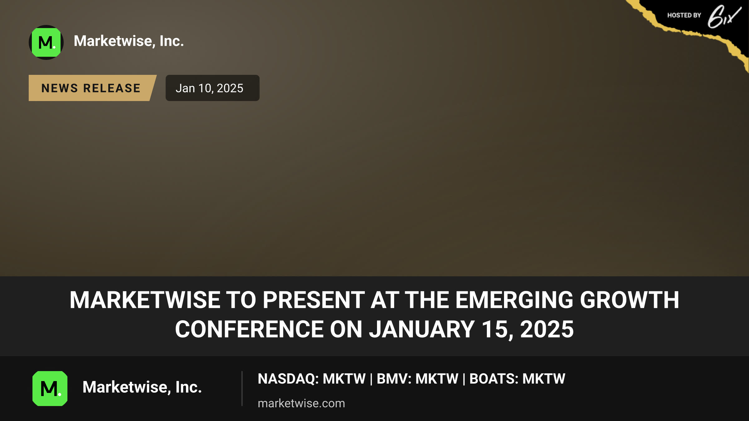 MarketWise to present at the Emerging Growth Conference on January 15, 2025