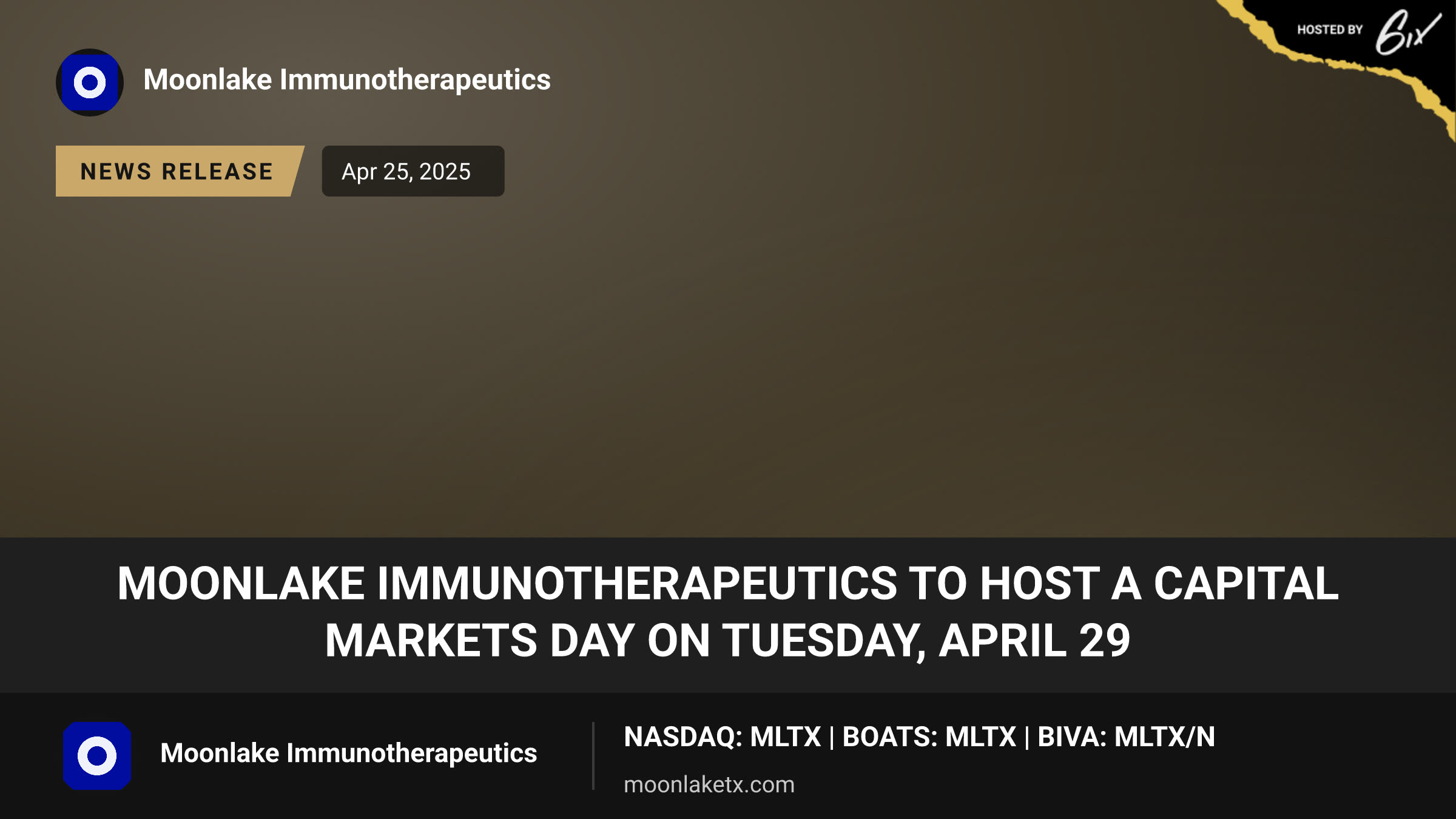 MoonLake Immunotherapeutics to host a Capital Markets Day on Tuesday, April 29
