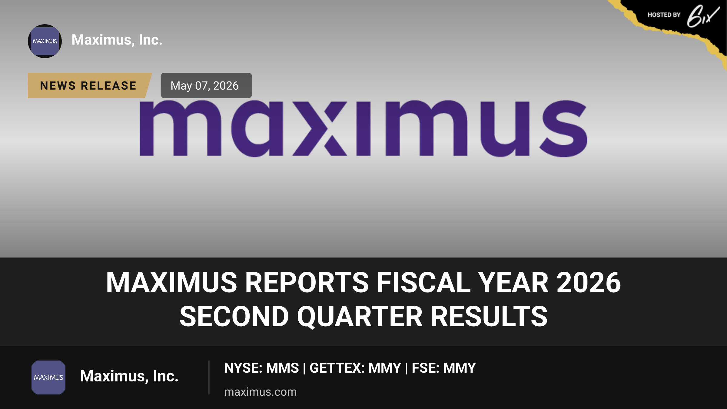 Maximus Reports Fiscal Year 2026 Second Quarter Results