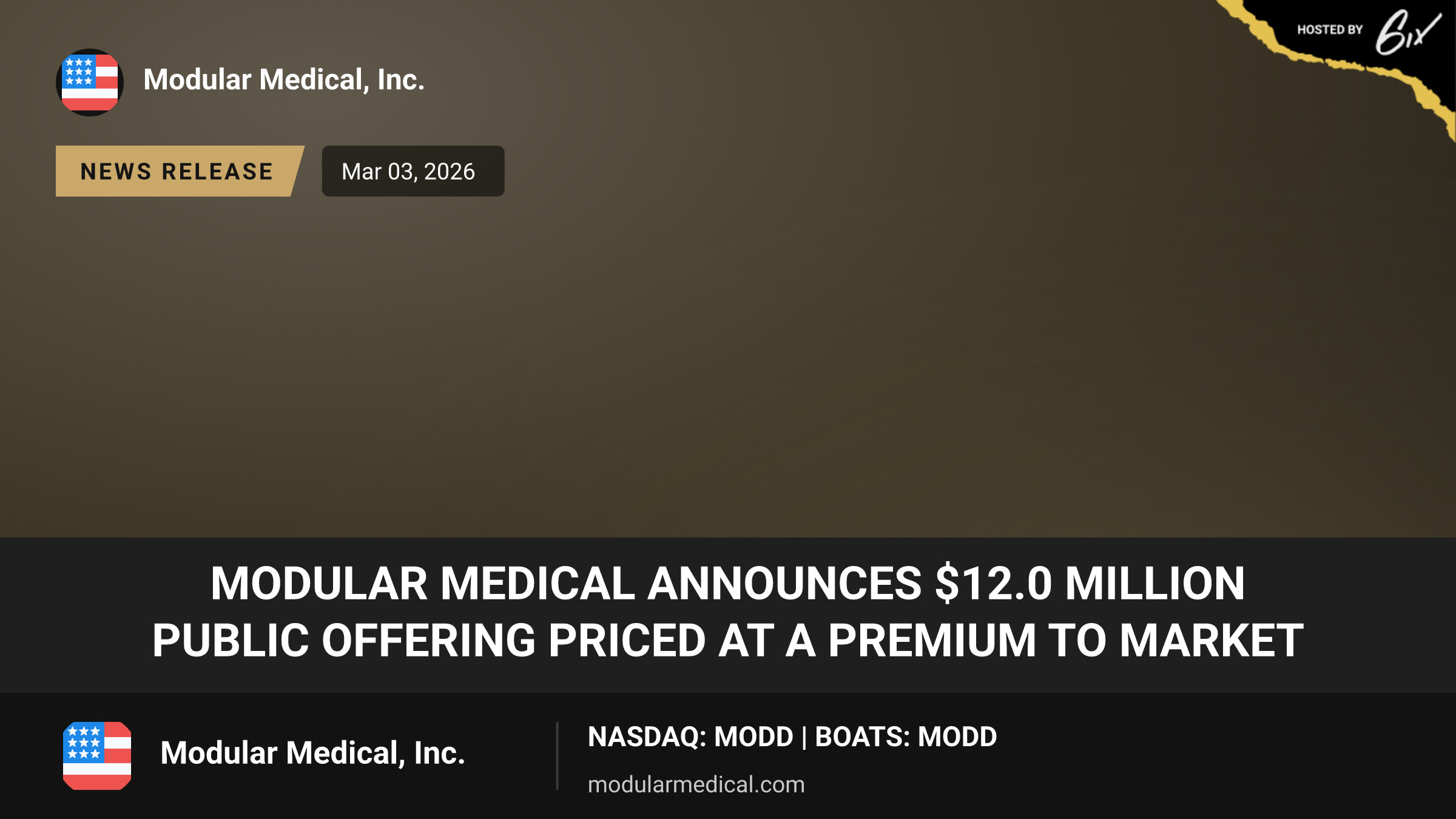 Modular Medical Announces $12.0 Million Public Offering Priced at a Premium to Market
