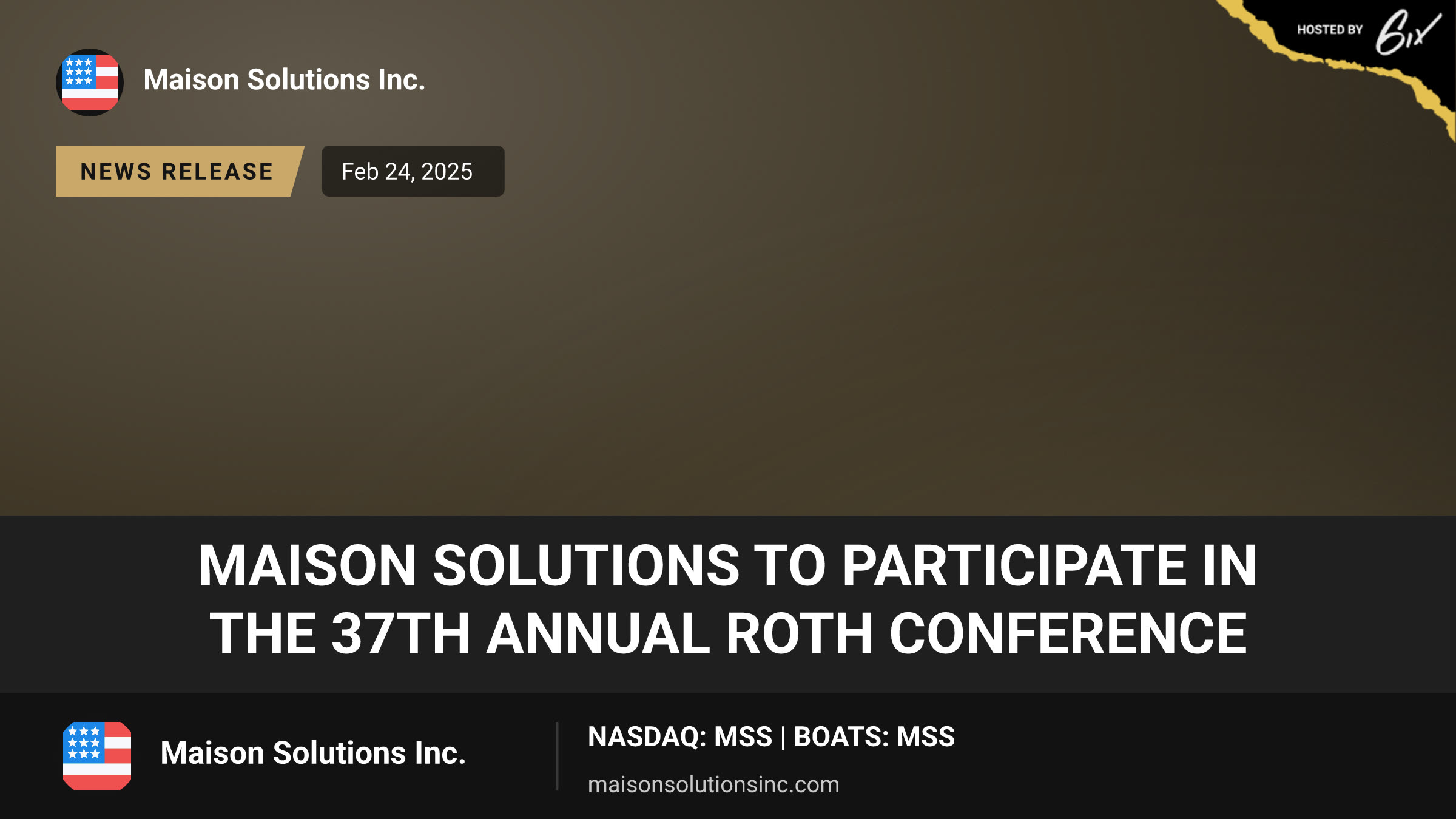 Maison Solutions to Participate in the 37th Annual ROTH Conference