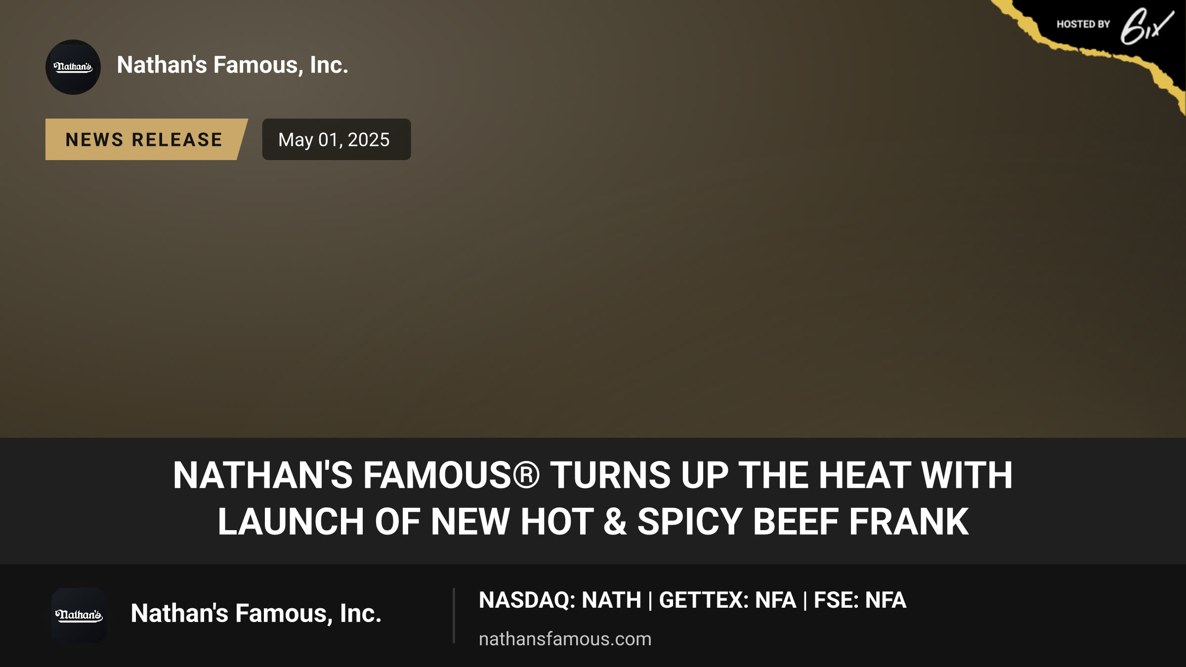 Nathan's Famous® Turns Up the Heat with Launch of New Hot & Spicy Beef Frank
