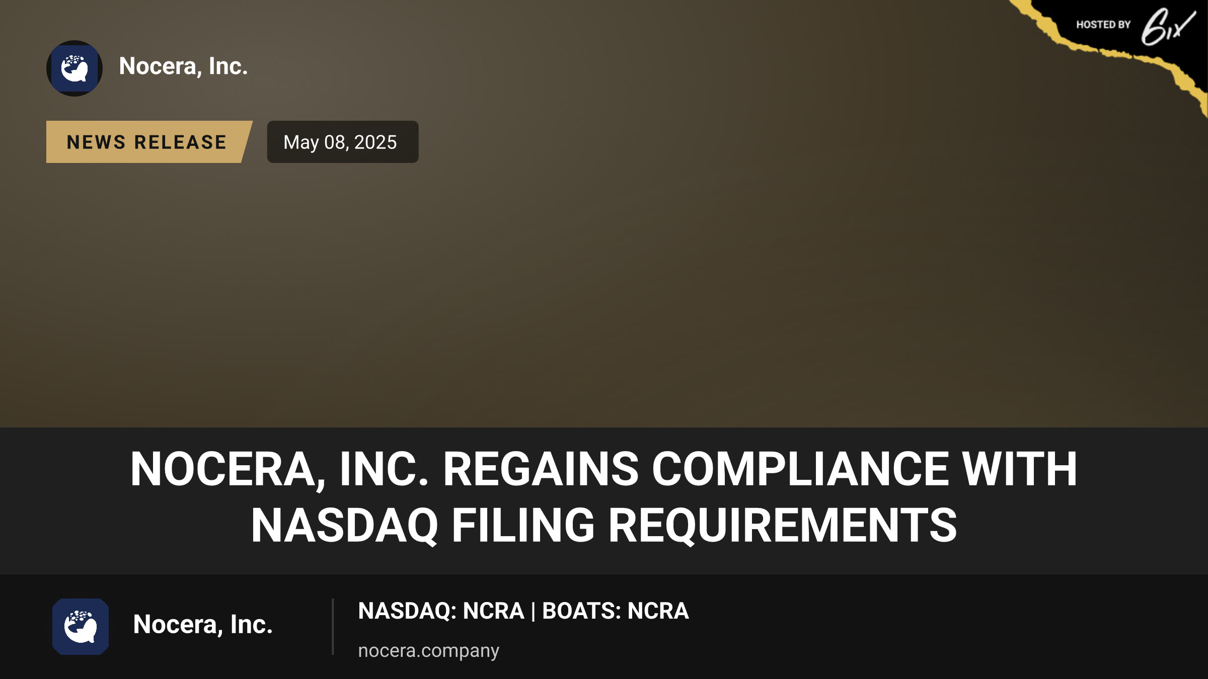 Nocera, Inc. Regains Compliance with Nasdaq Filing Requirements