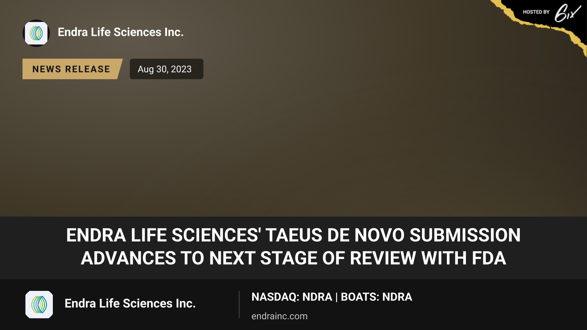 ENDRA Life Sciences' TAEUS De Novo Submission Advances to Next Stage of Review with FDA