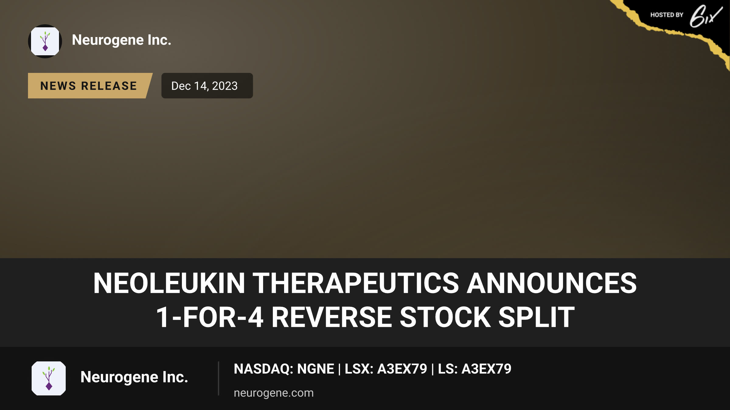 Neoleukin Therapeutics Announces 1-for-4 Reverse Stock Split