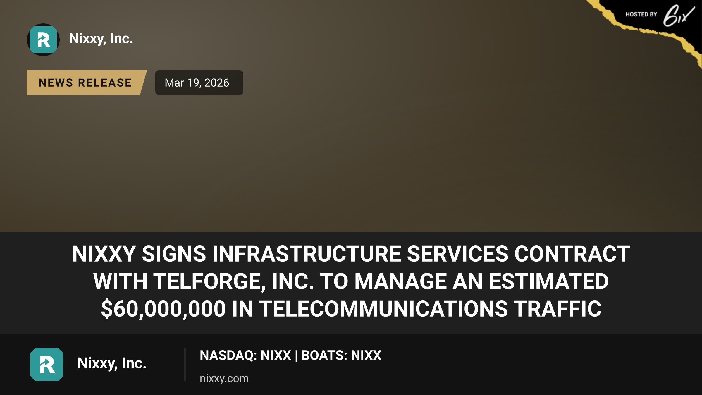 Nixxy Signs Infrastructure Services Contract with Telforge, Inc. to Manage an Estimated $60,000,000 in Telecommunications Traffic