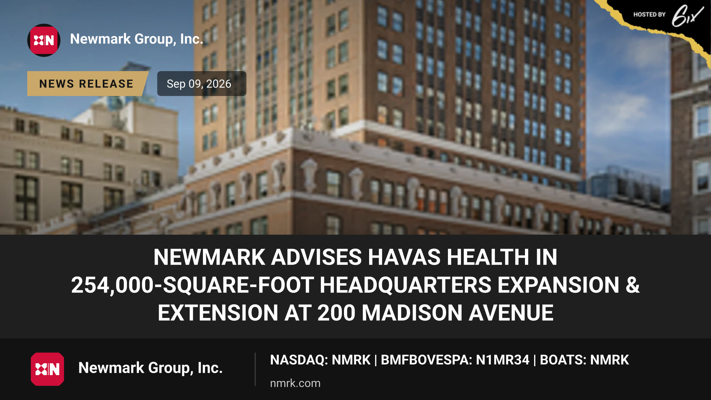 Newmark Advises Havas Health in 254,000-Square-Foot Headquarters Expansion & Extension at 200 Madison Avenue