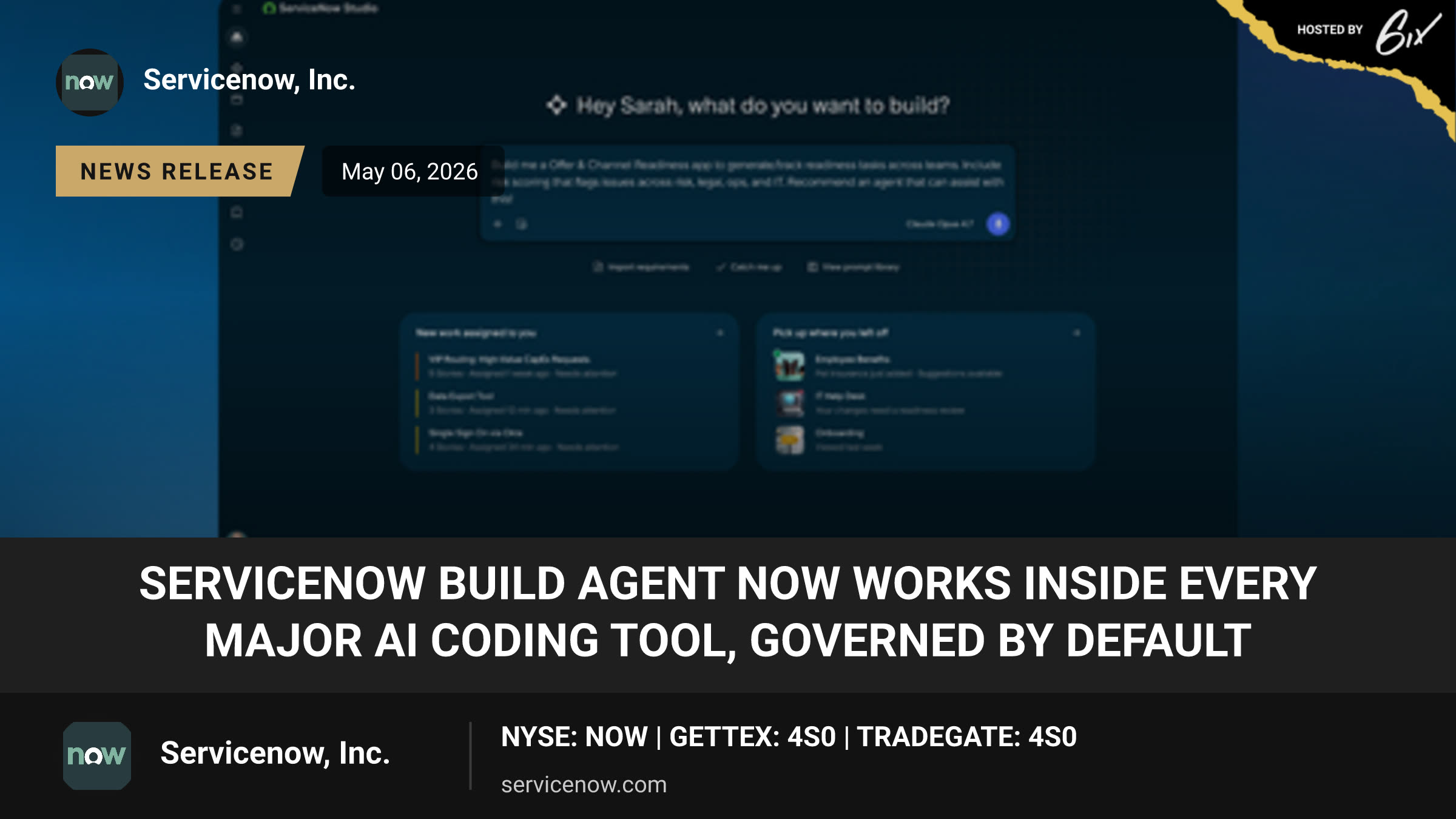 ServiceNow Build Agent now works inside every major AI coding tool, governed by default