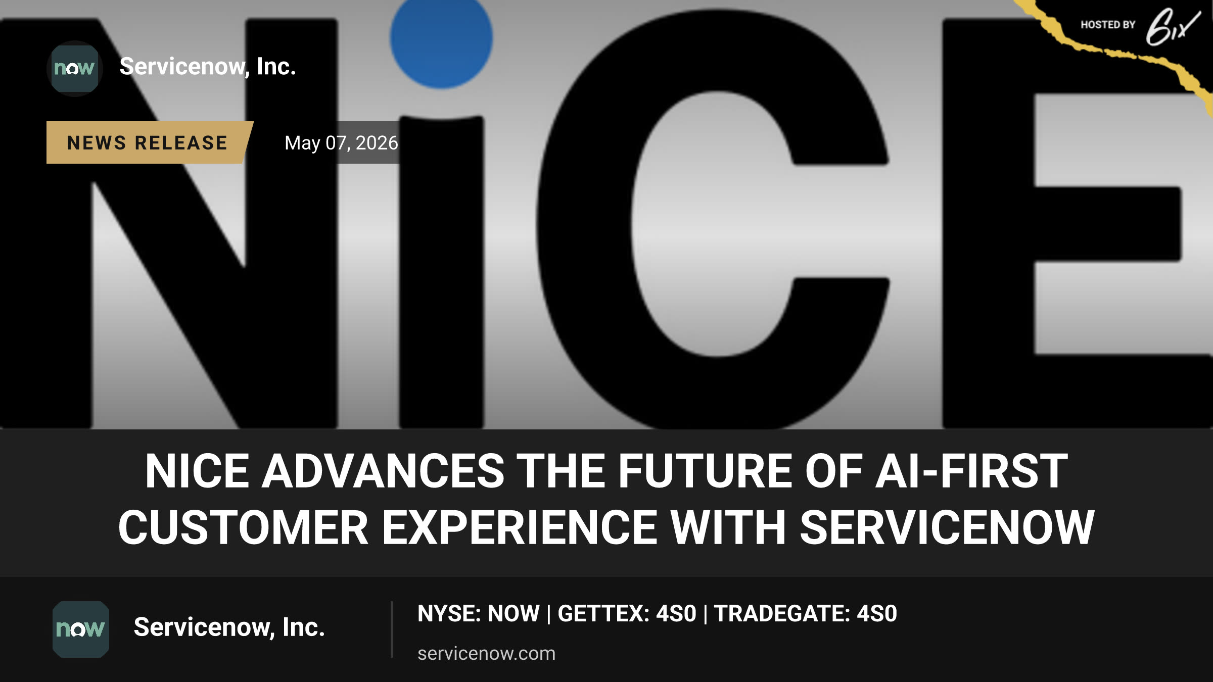 NiCE Advances the Future of AI-First Customer Experience with ServiceNow