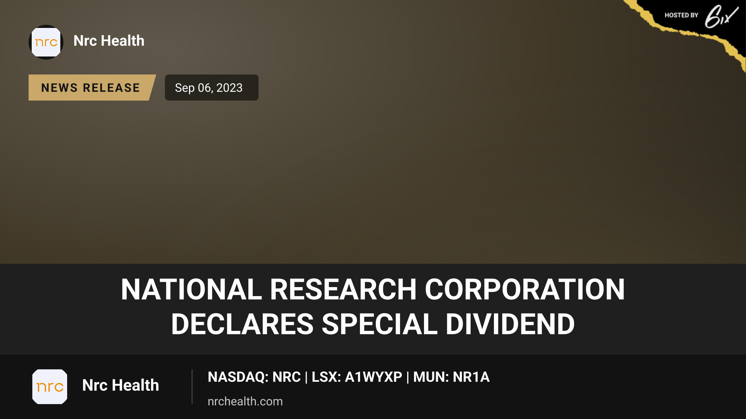 National Research Corporation Declares Special Dividend