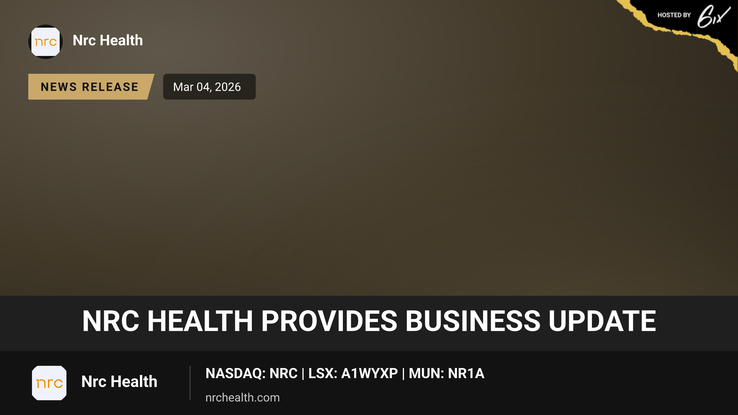NRC Health Provides Business Update