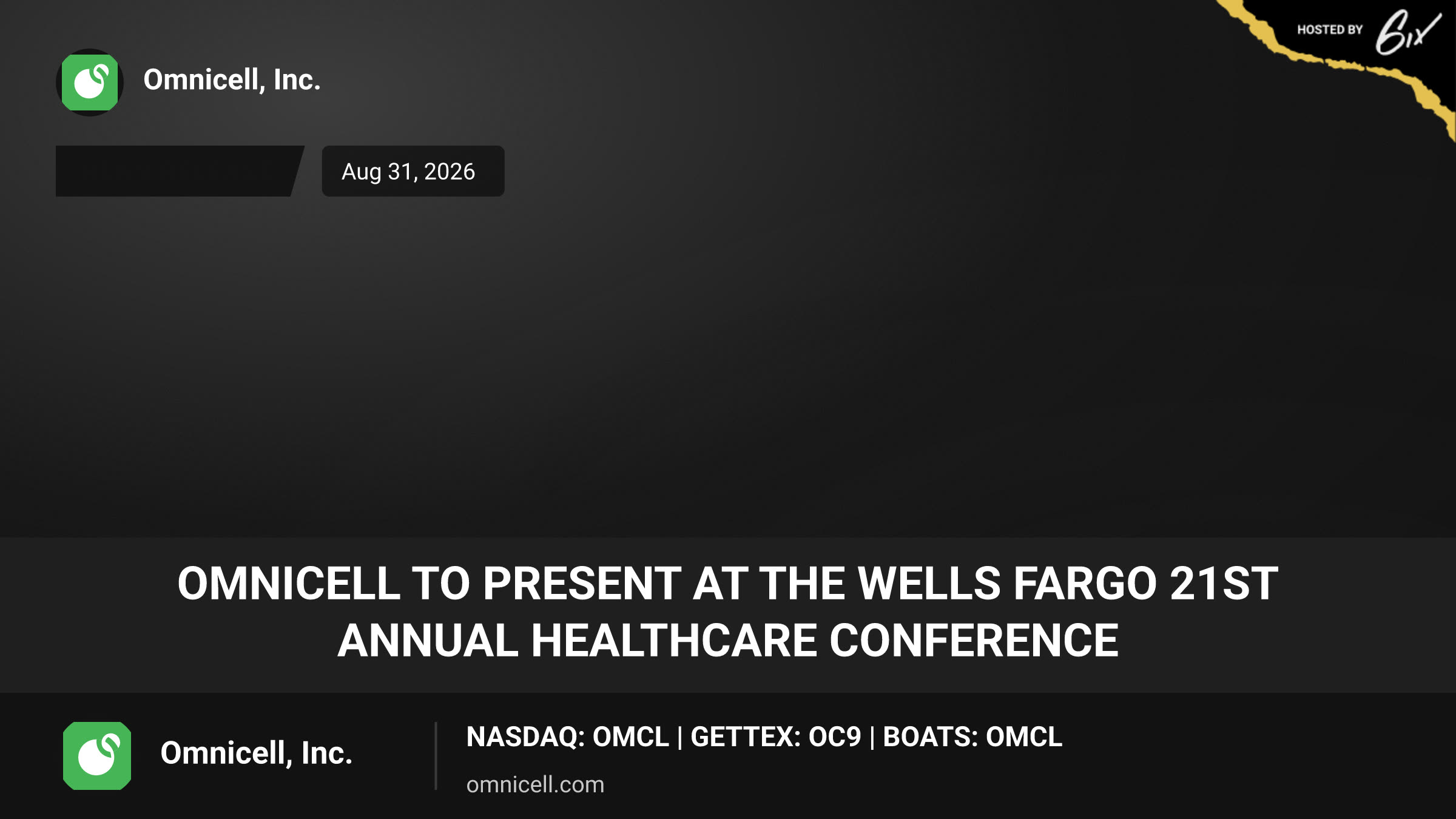 Omnicell to Present at the Wells Fargo 21st Annual Healthcare Conference