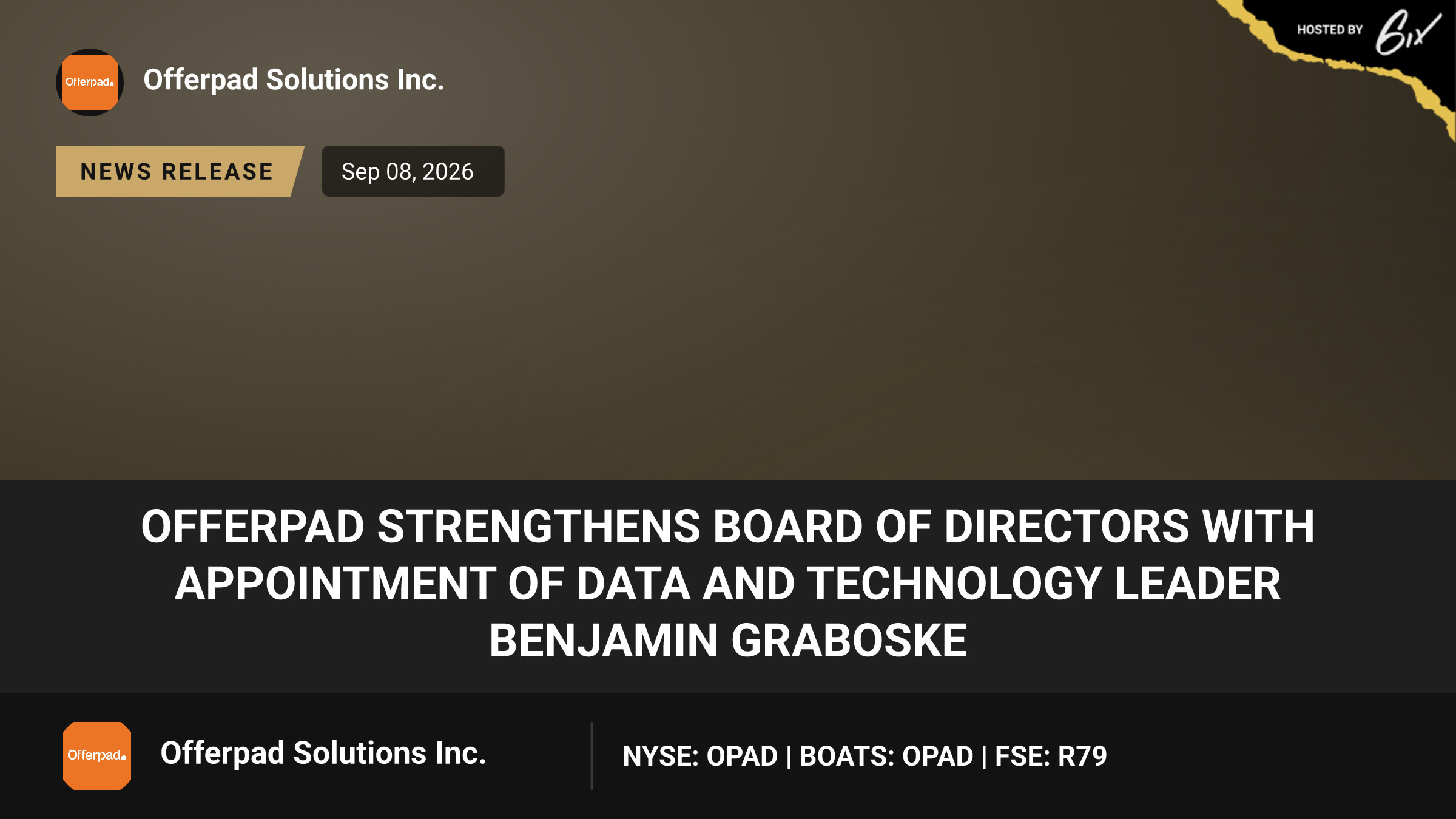 Offerpad Strengthens Board of Directors with Appointment of Data and Technology Leader Benjamin Graboske