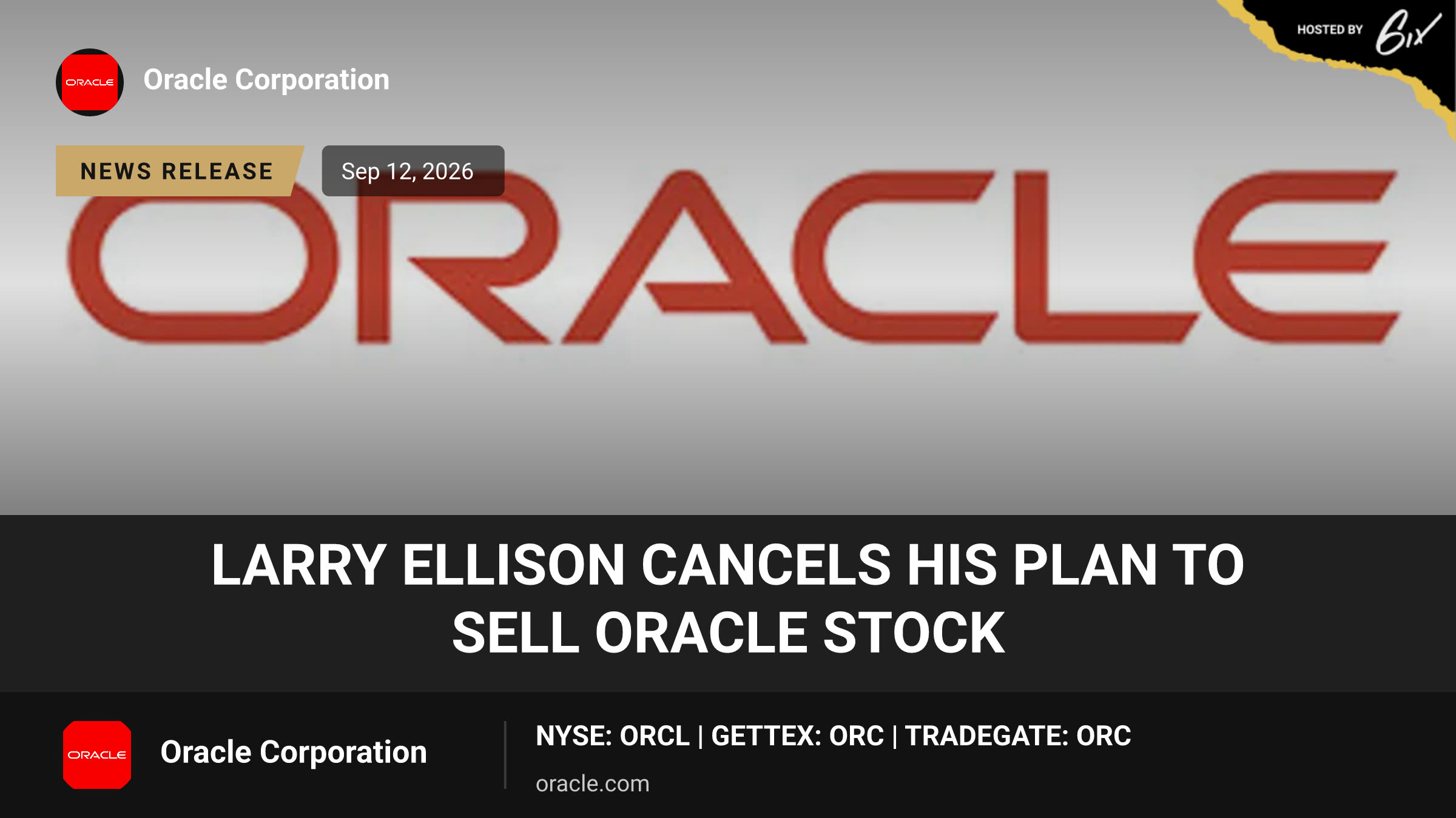 Larry Ellison Cancels His Plan to Sell Oracle Stock