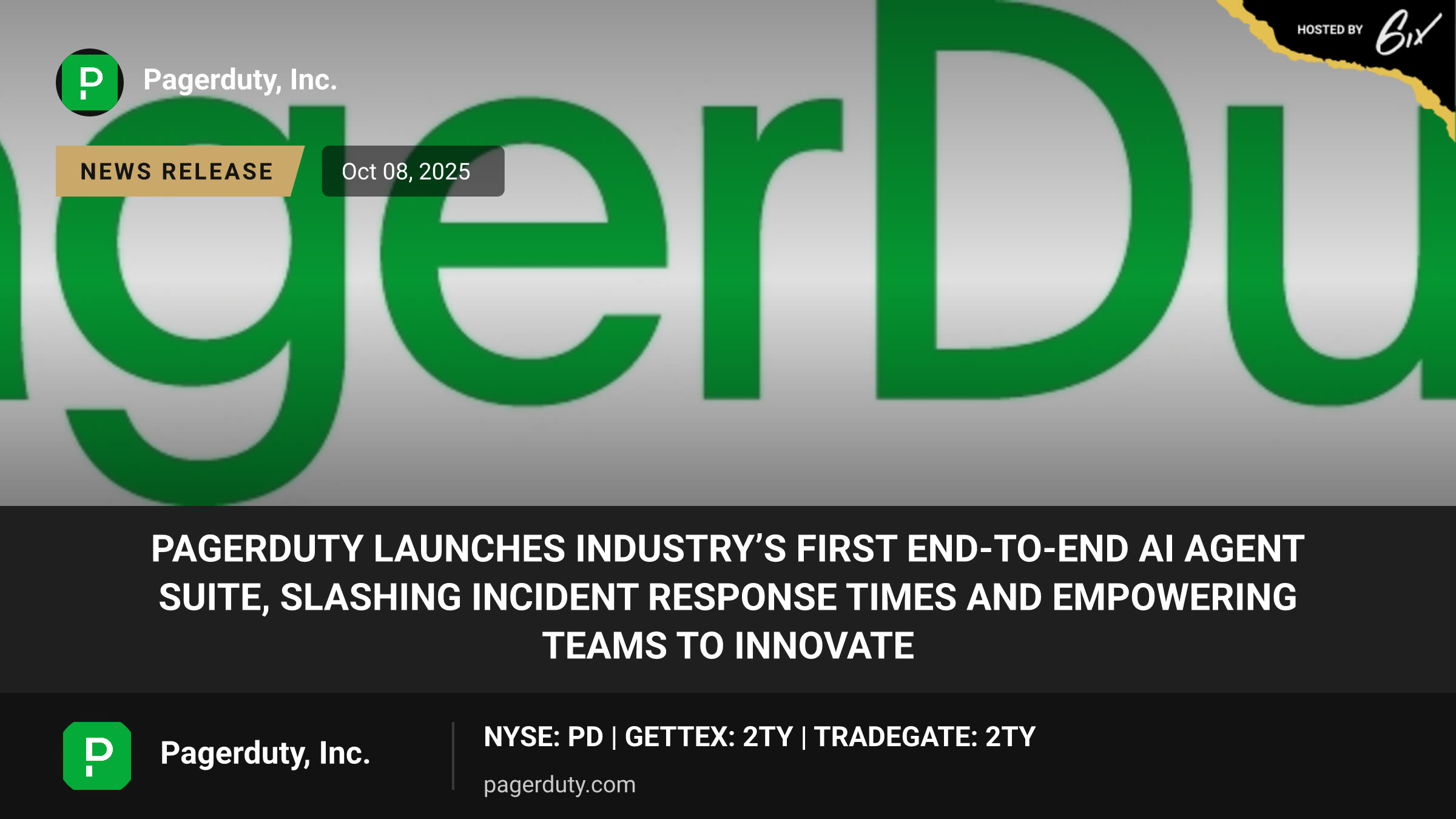 PagerDuty Launches Industry’s First End-to-End AI Agent Suite, Slashing Incident Response Times and Empowering Teams to Innovate