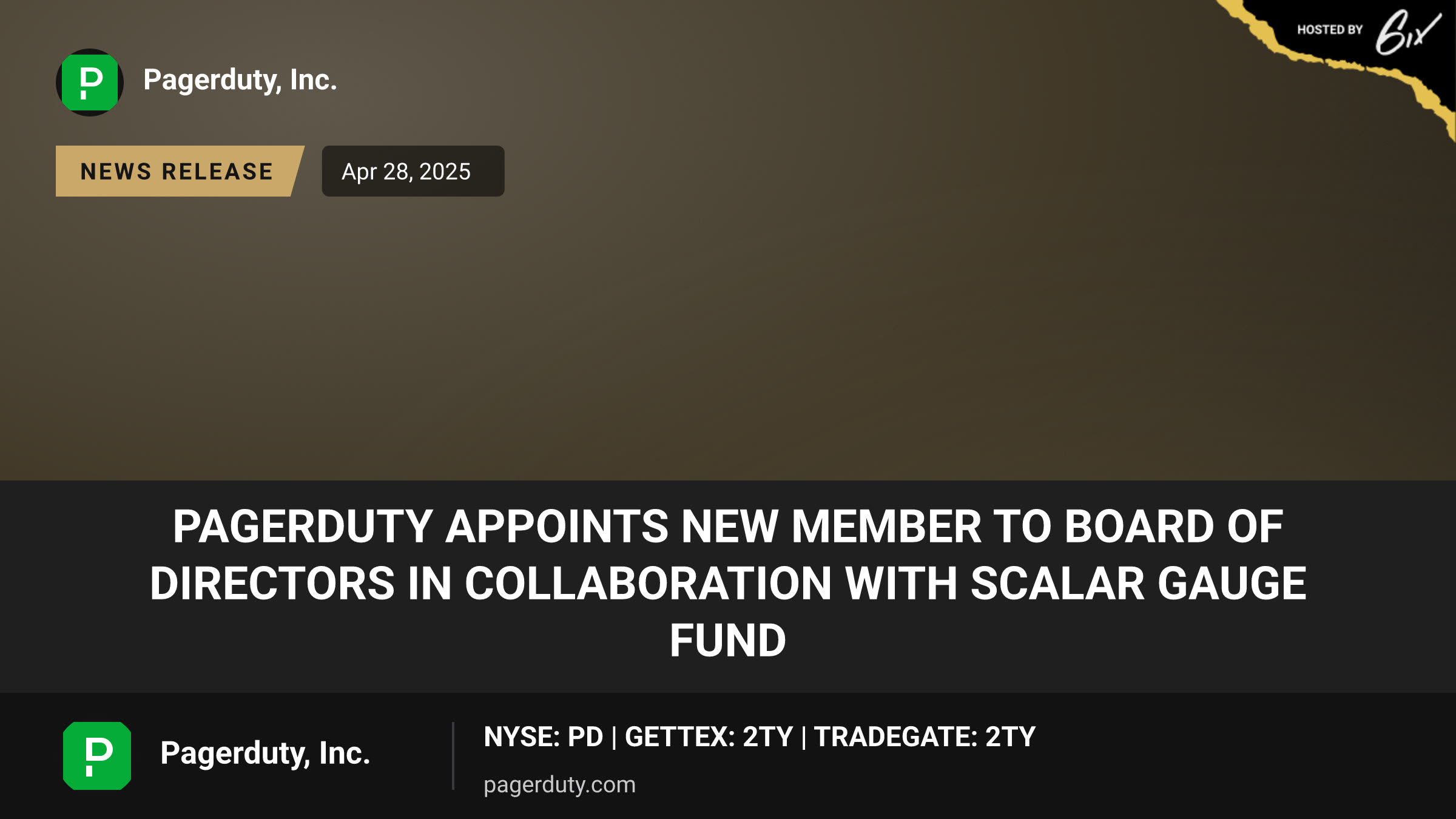 PagerDuty Appoints New Member to Board of Directors in Collaboration with Scalar Gauge Fund