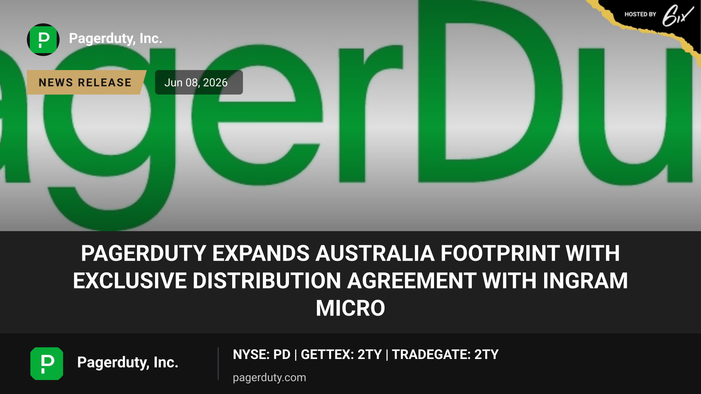 PagerDuty Expands Australia Footprint with Exclusive Distribution Agreement with Ingram Micro