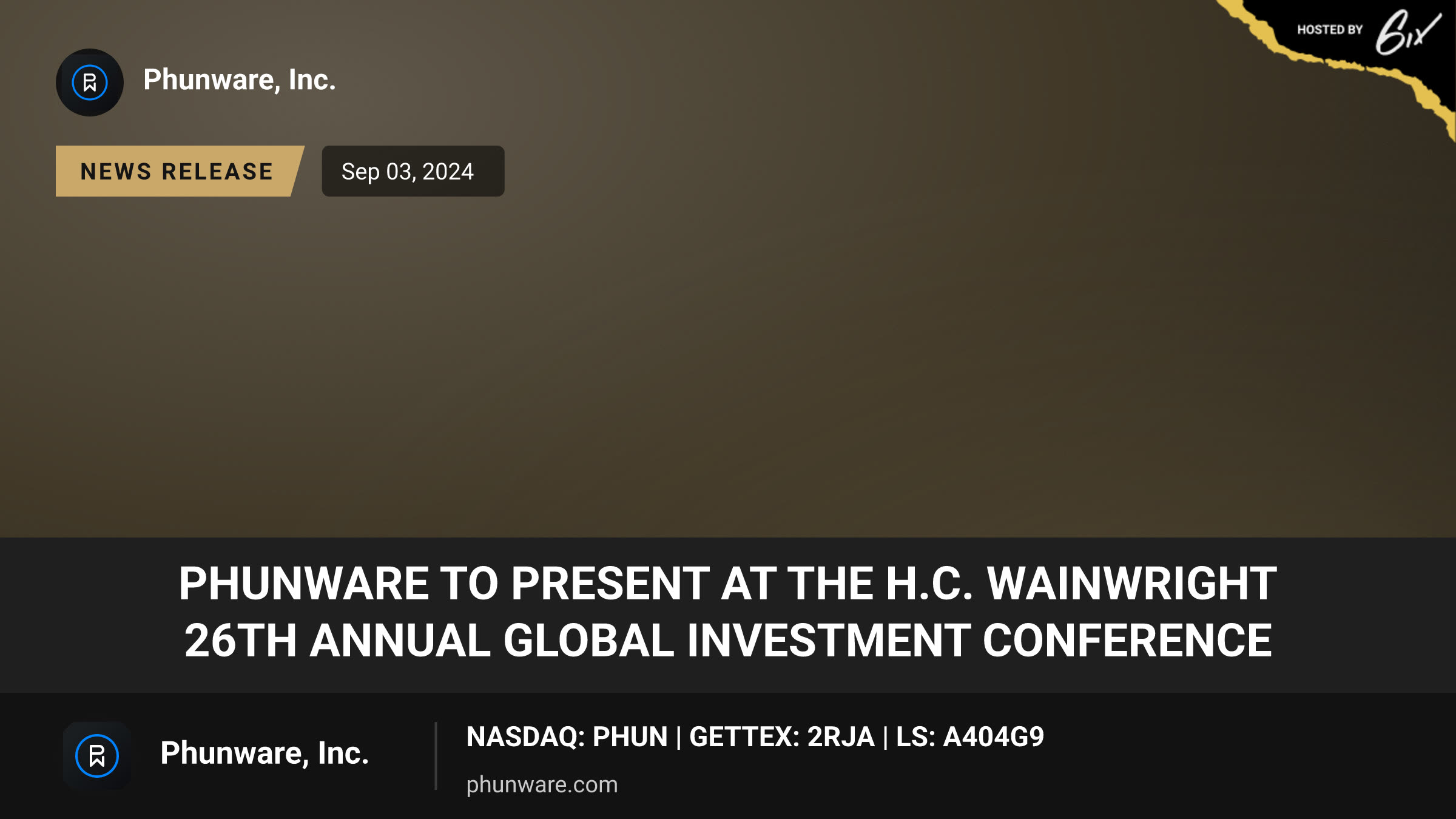 Phunware to Present at the H.C. Wainwright 26th Annual Global Investment Conference