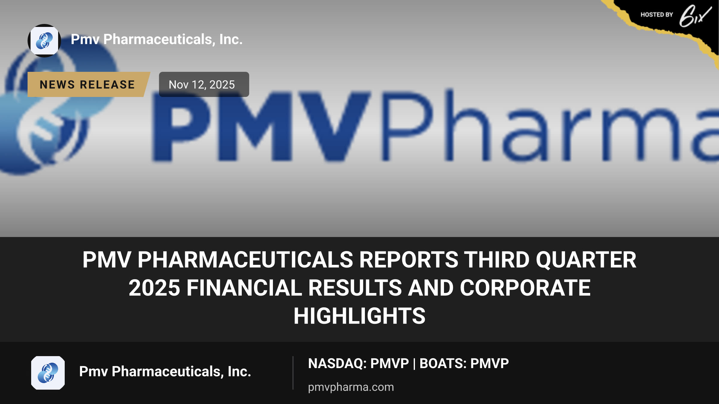 PMV Pharmaceuticals Reports Third Quarter 2025 Financial Results and Corporate Highlights