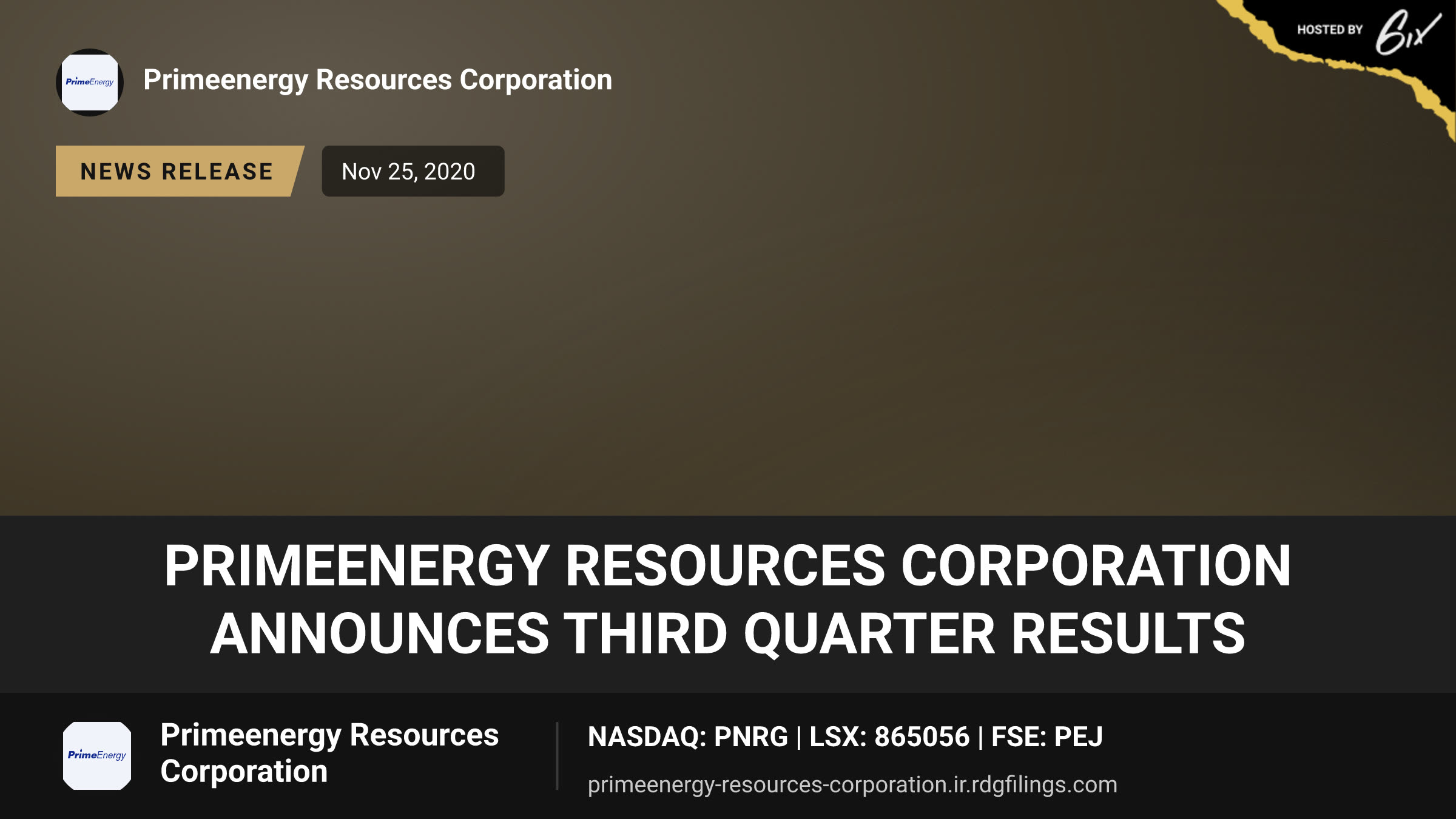 PrimeEnergy Resources Corporation Announces Third Quarter Results