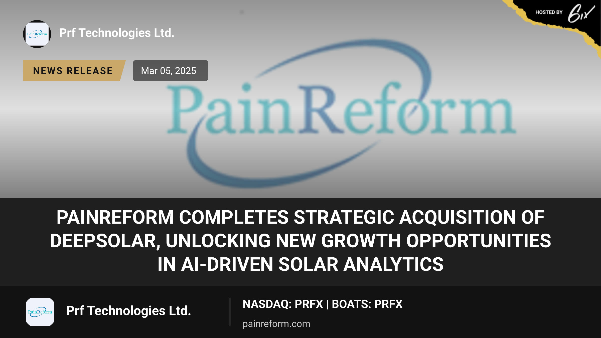 PainReform Completes Strategic Acquisition of DeepSolar, Unlocking New Growth Opportunities in AI-Driven Solar Analytics