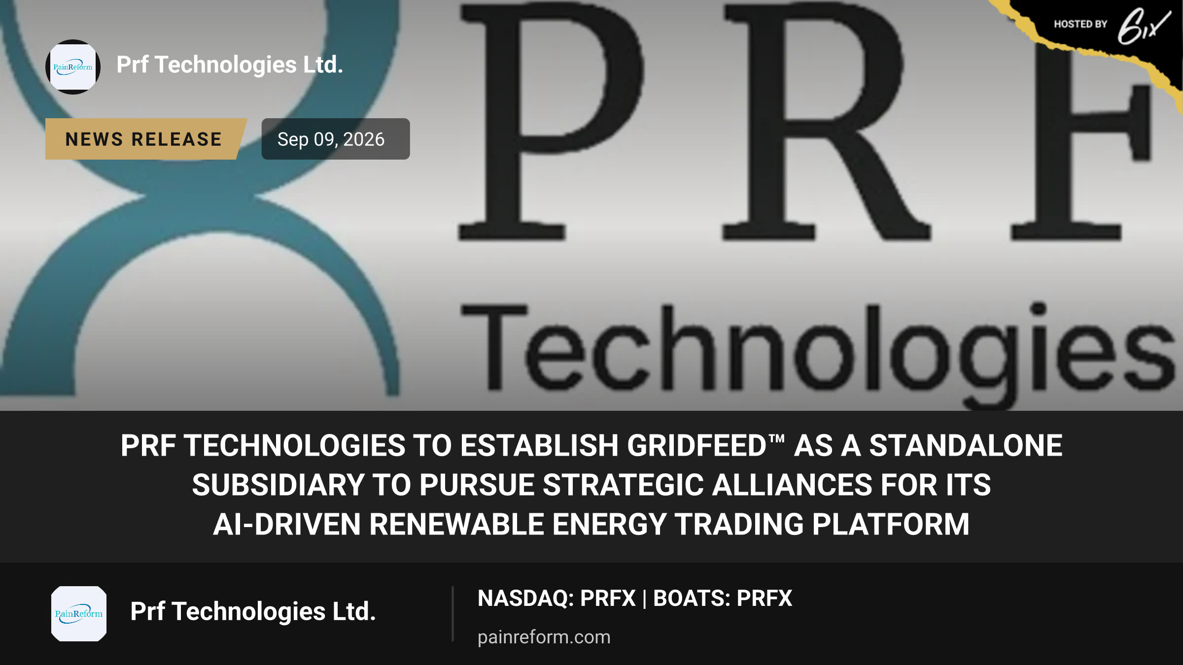 PRF Technologies to Establish GridFeed™ as a Standalone Subsidiary to Pursue Strategic Alliances for Its AI-Driven Renewable Energy Trading Platform