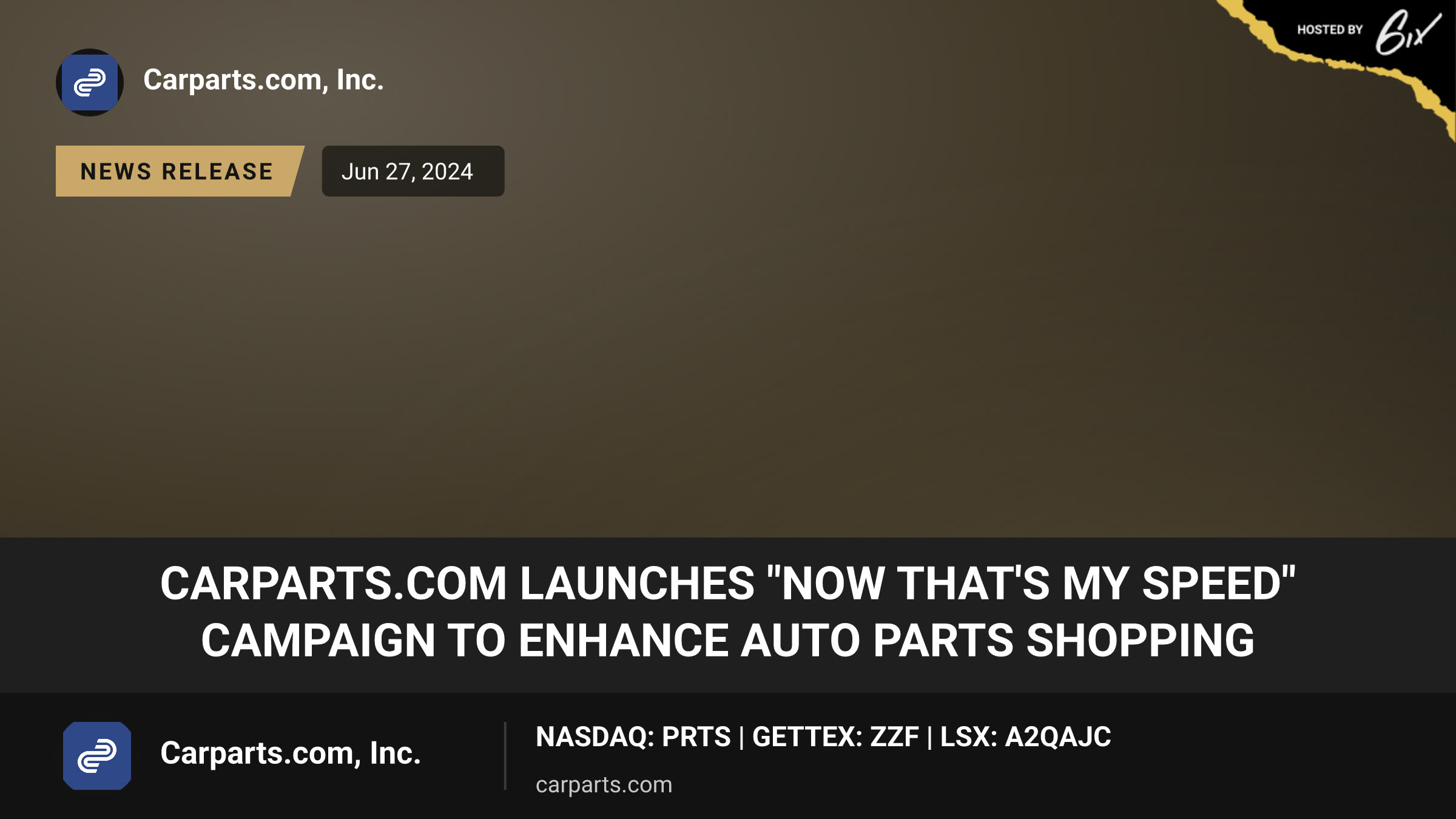 CarParts.com Launches "Now That's My Speed" Campaign to Enhance Auto Parts Shopping