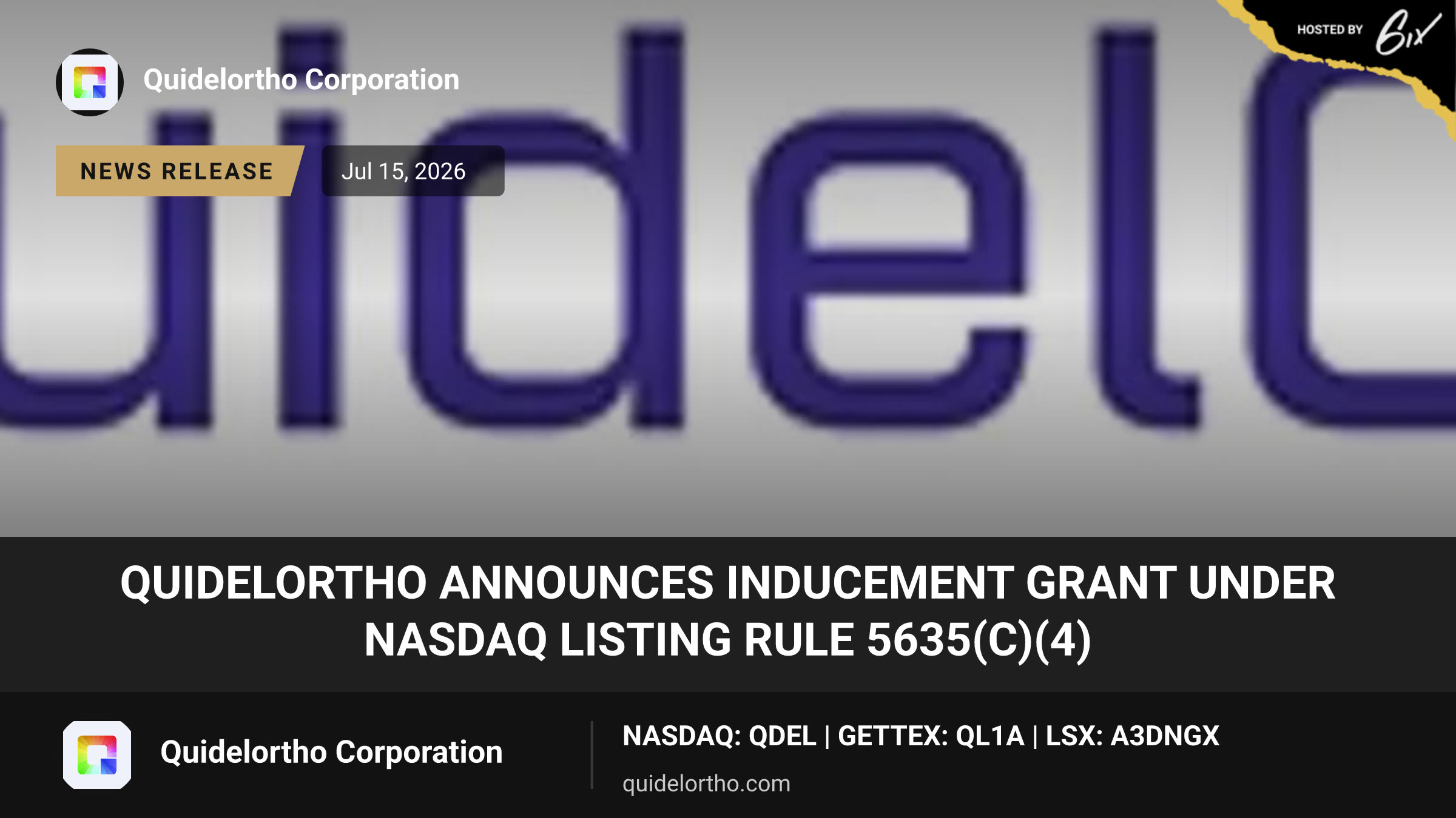 QuidelOrtho Announces Inducement Grant Under Nasdaq Listing Rule 5635(c)(4)