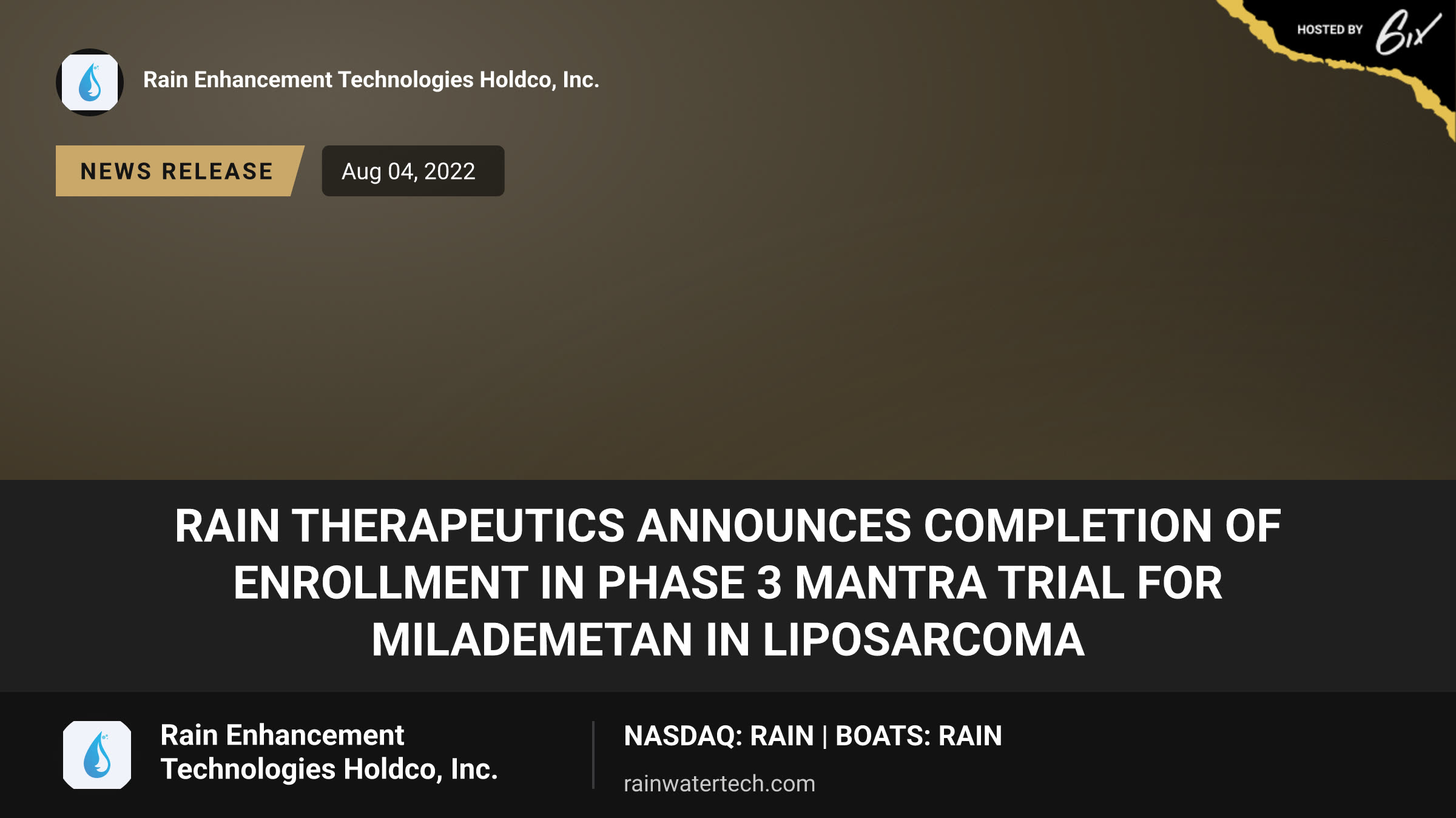 Rain Therapeutics Announces Completion of Enrollment in Phase 3 MANTRA Trial for Milademetan in Liposarcoma