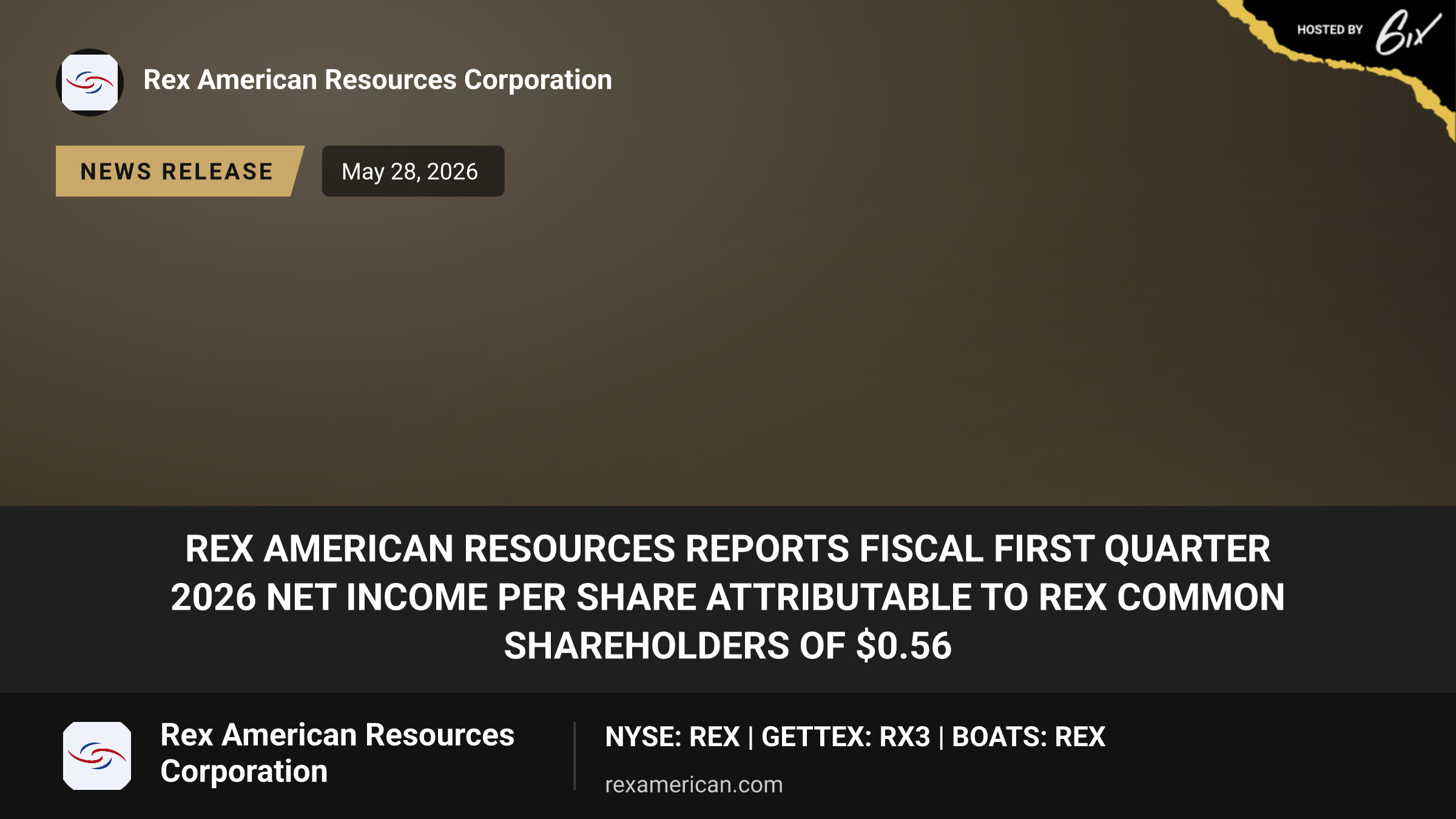 REX American Resources Reports Fiscal First Quarter 2026 Net Income Per Share Attributable to REX Common Shareholders of $0.56