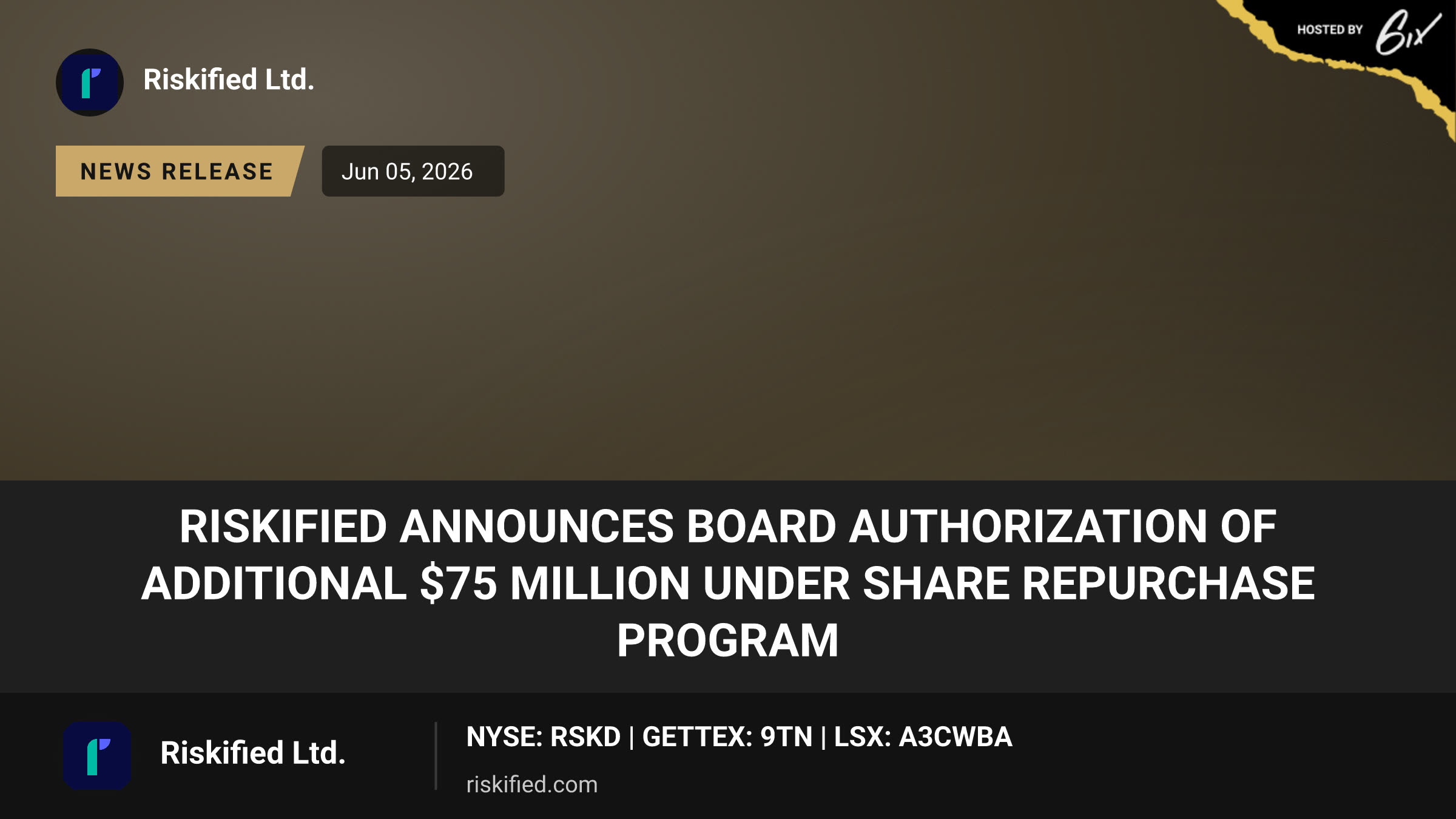 Riskified Announces Board Authorization of Additional $75 Million Under Share Repurchase Program