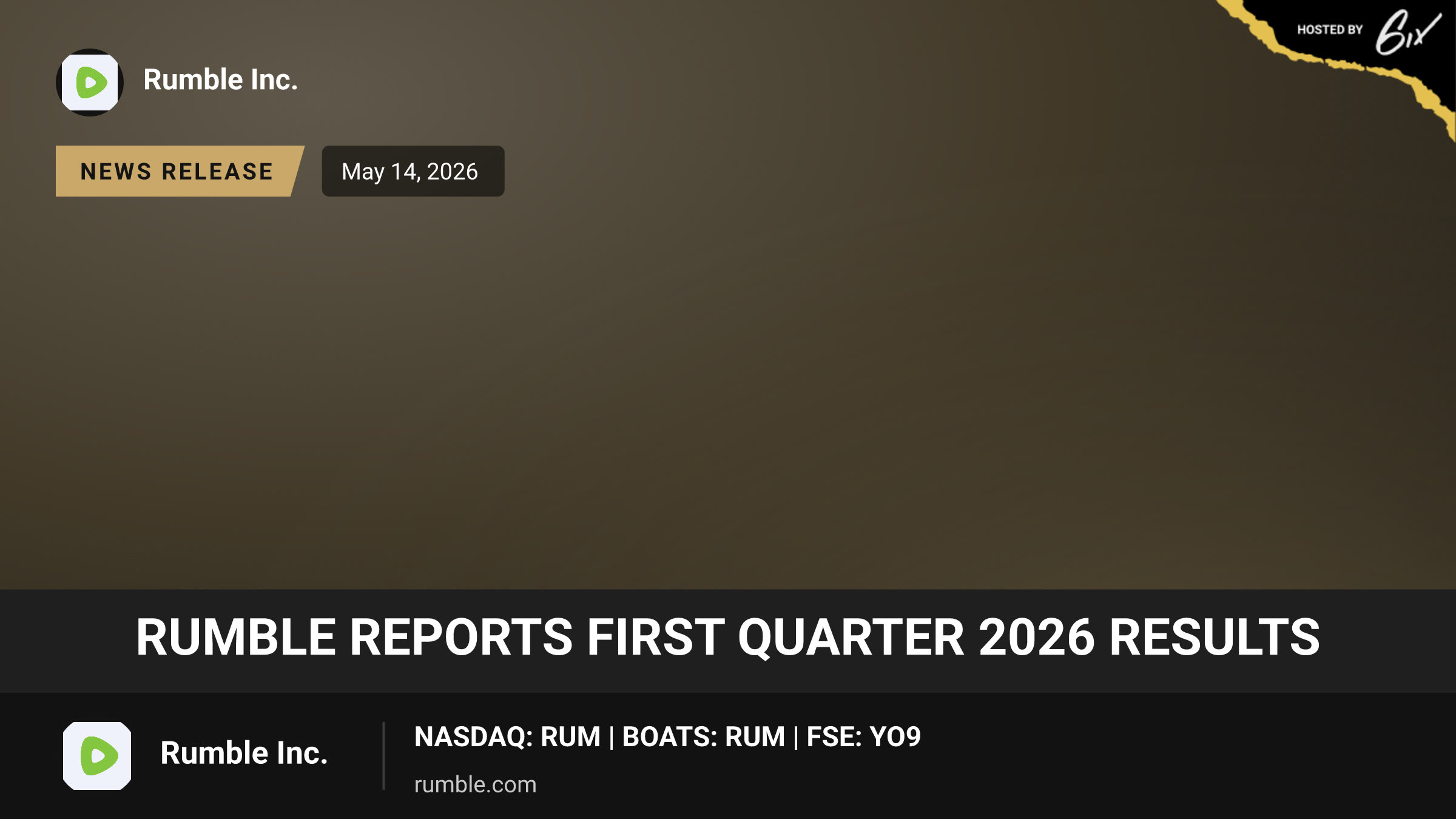 Rumble Reports First Quarter 2026 Results