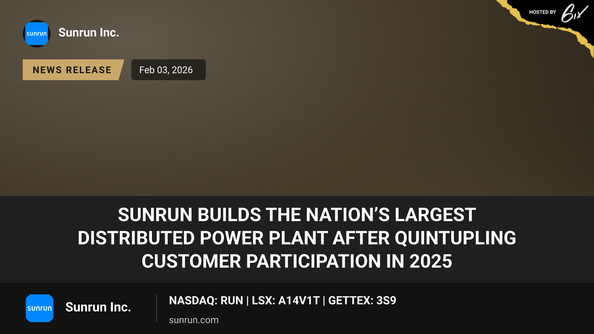 Sunrun Builds the Nation’s Largest Distributed Power Plant After Quintupling Customer Participation in 2025