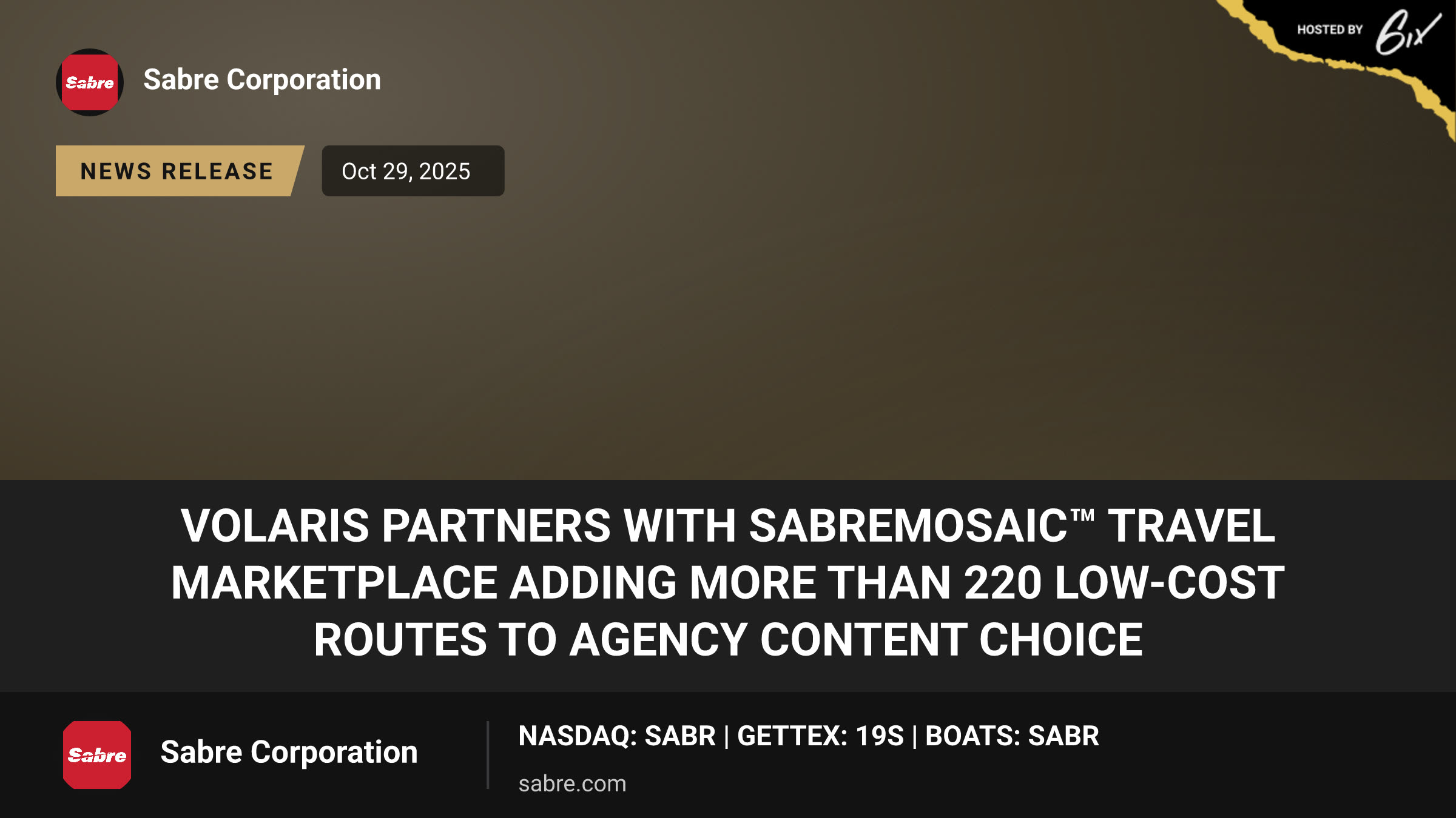 Volaris partners with SabreMosaic™ Travel Marketplace adding more than 220 low-cost routes to agency content choice